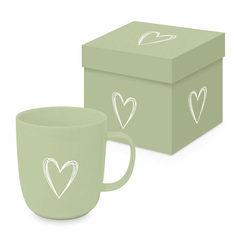 PPD Tasse Pure Heart green Matte Mug 400 ml, Bone China