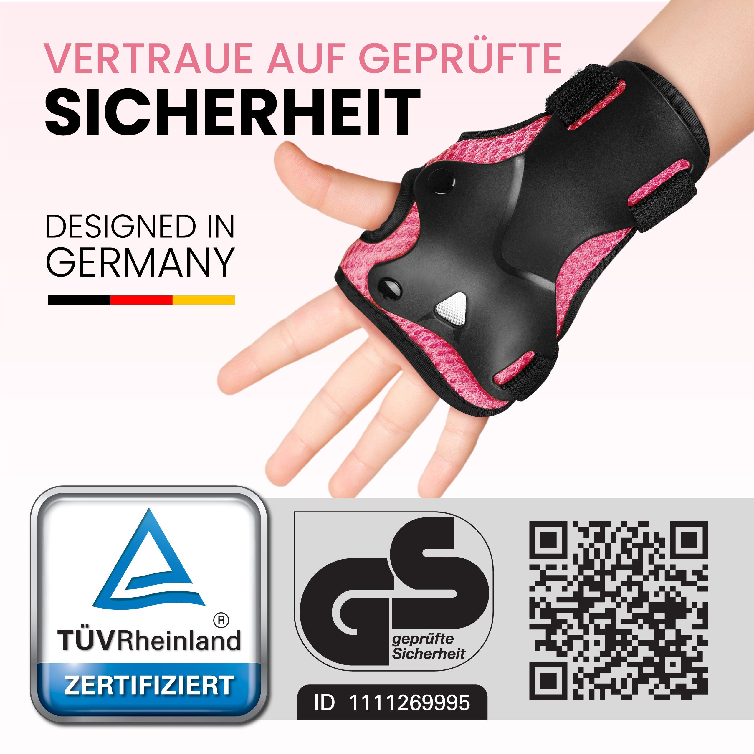 99FLIPS Protektoren-Set Inliner Schoner Kinder Protektoren Schützer Set mit Knieschoner (Skateboard Schutzausrüstung Geschenke für Kinder, 6-tlg., Knieschützer  – Bild 2 von 5