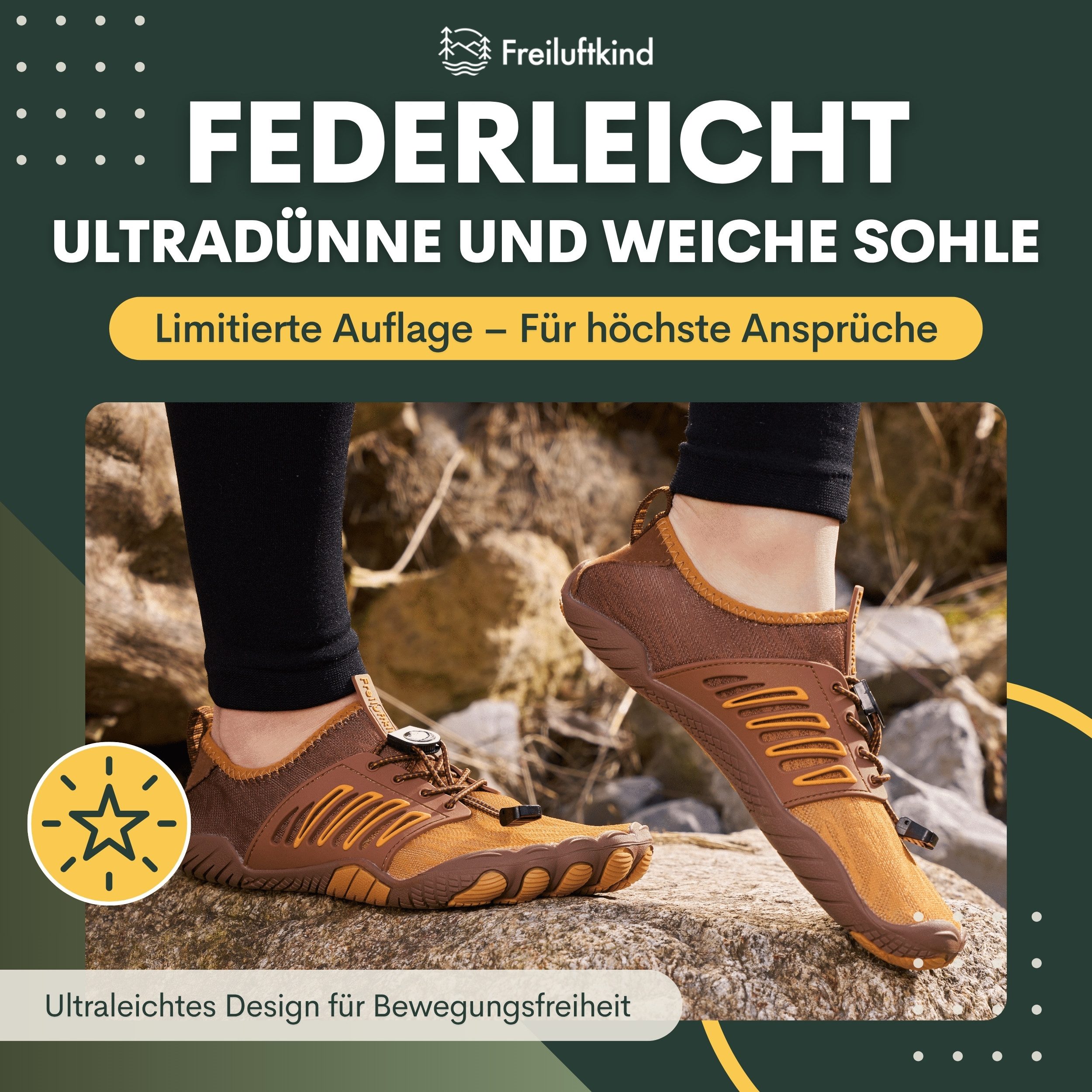 Freiluftkind Das Original – Tokai rutschfeste Barfußschuhe Sneaker Schnellverschluss