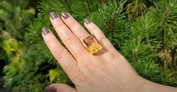 SKIELKA DESIGNSCHMUCK Goldring Citrin Ring "Oktagon" 35 ct. (Gelbgold 585), hochwertige Goldschmiedearbeit aus Deutschland