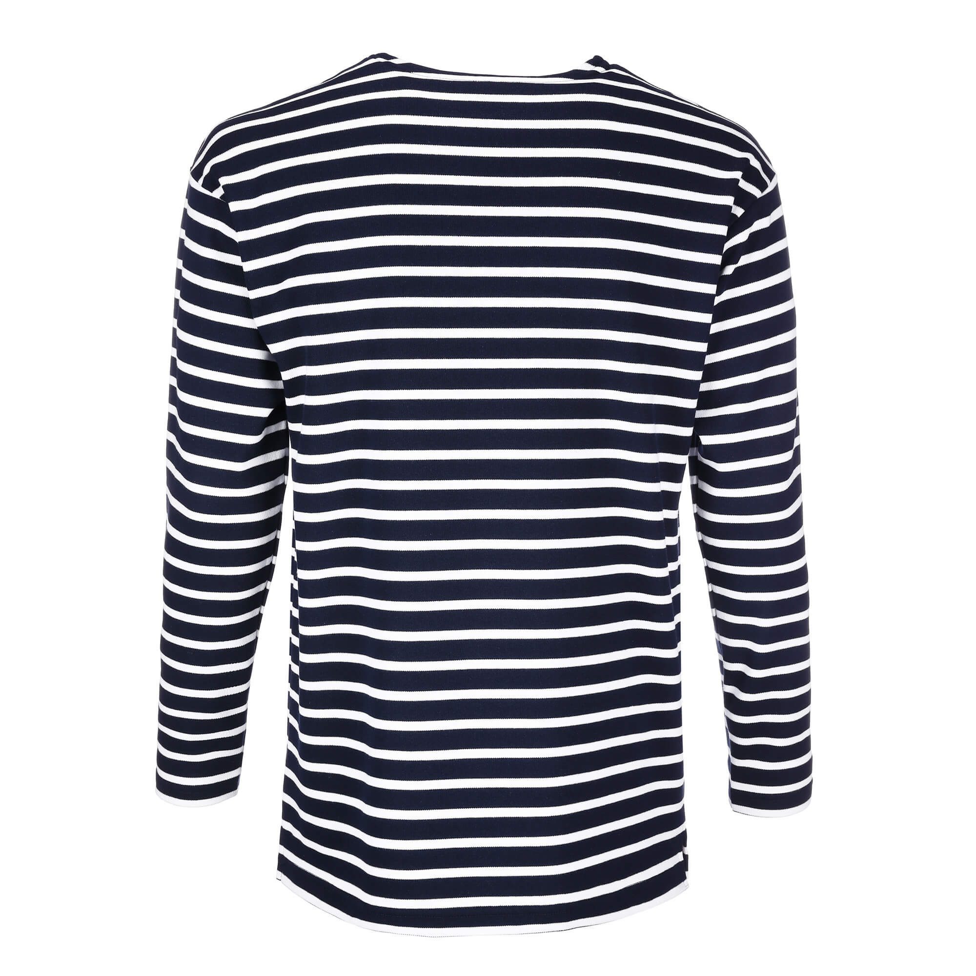 modAS Langarmshirt Herren Shirt Bretonisches Streifenshirt 25007 - Gestreiftes Sweatshirt Baumwolle, Maritimer Ringellook, Leicht überschnittene Ärmel, Rundhals – Bild 3 von 3