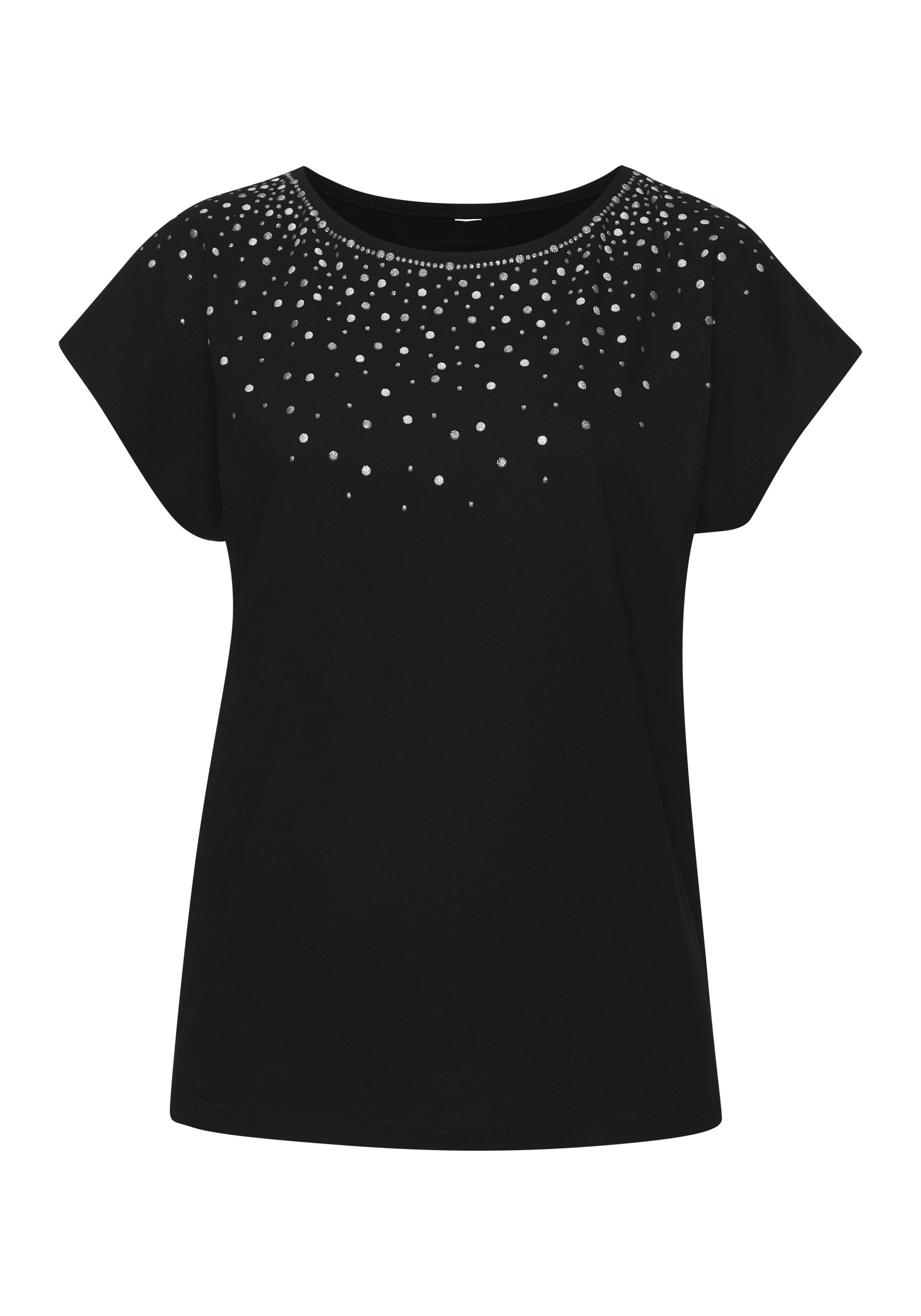 LASCANA T-Shirt mit glitzerndem Frontprint aus angenehmer Viskose-Baumwoll-Qualität. € 24,99, (€ 24,99 pro 1 Stk).