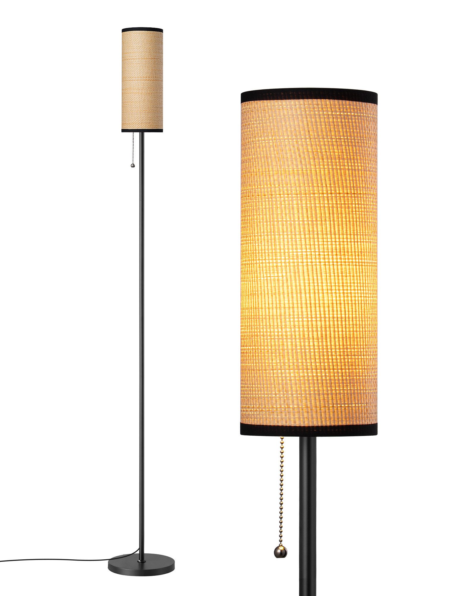 EDISHINE Stehlampe Wohnzimmer, LED wechselbar, Warmweiß, Moderne Stehleuchte Schwarz