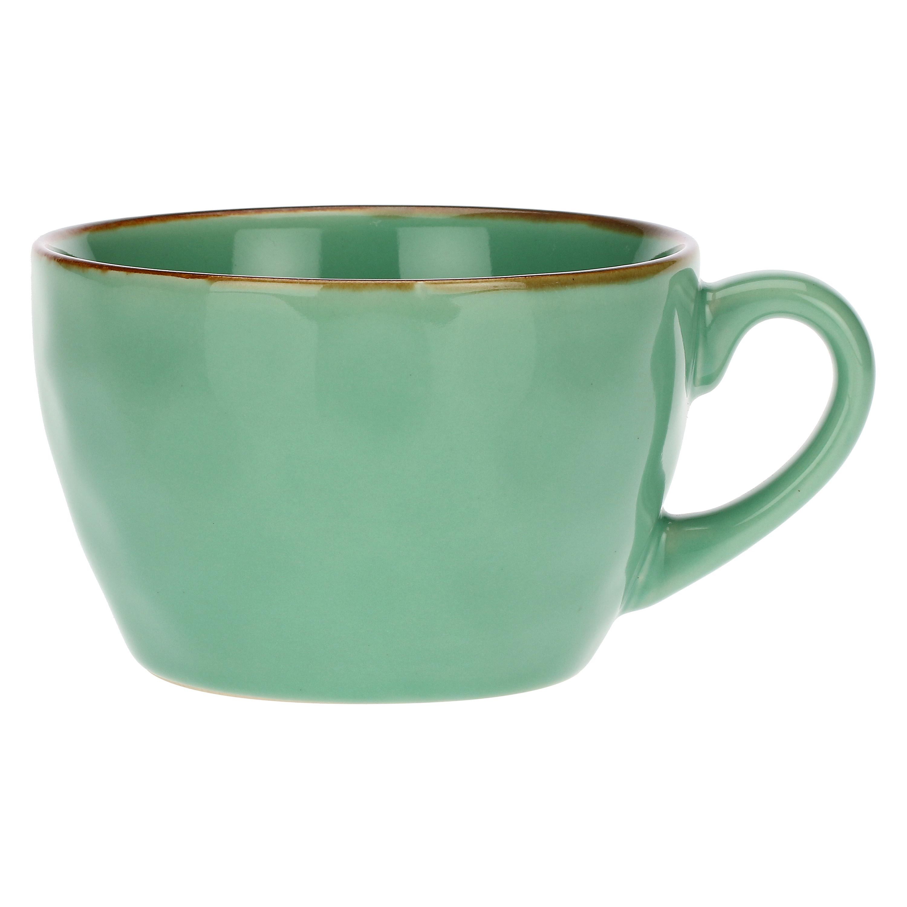 Rose & Tulpani Tasse Frühstückstasse große Tasse 420 ml Concerto Verde Acqua Grün, 1-tlg., Steingut, Ofengeeignet