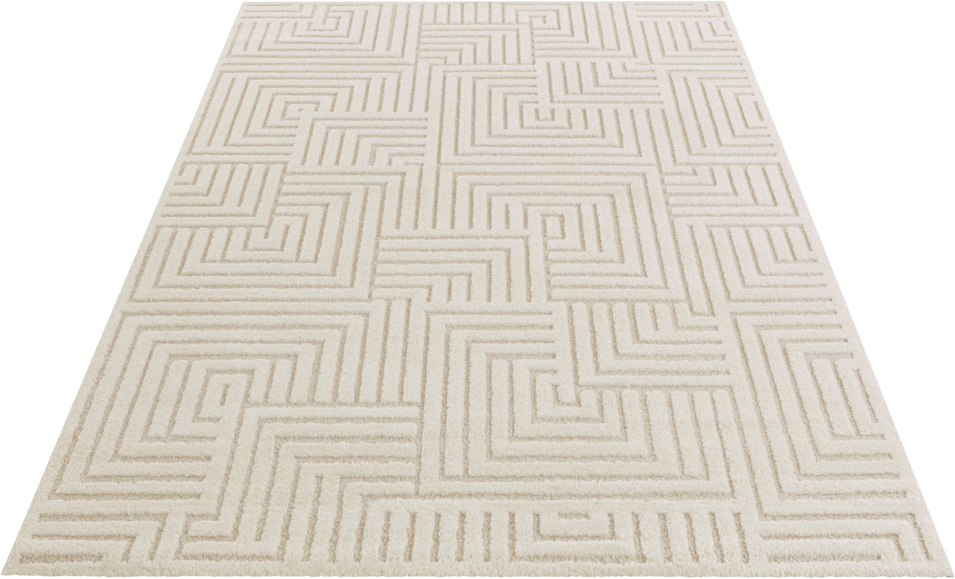 ELLE DECORATION Designteppich Manipu, rechteckig, Höhe: 14 mm, Flauschiger Kurzflor, Hoch Tief Effekt, Modern, Weich, Wohnzimmer