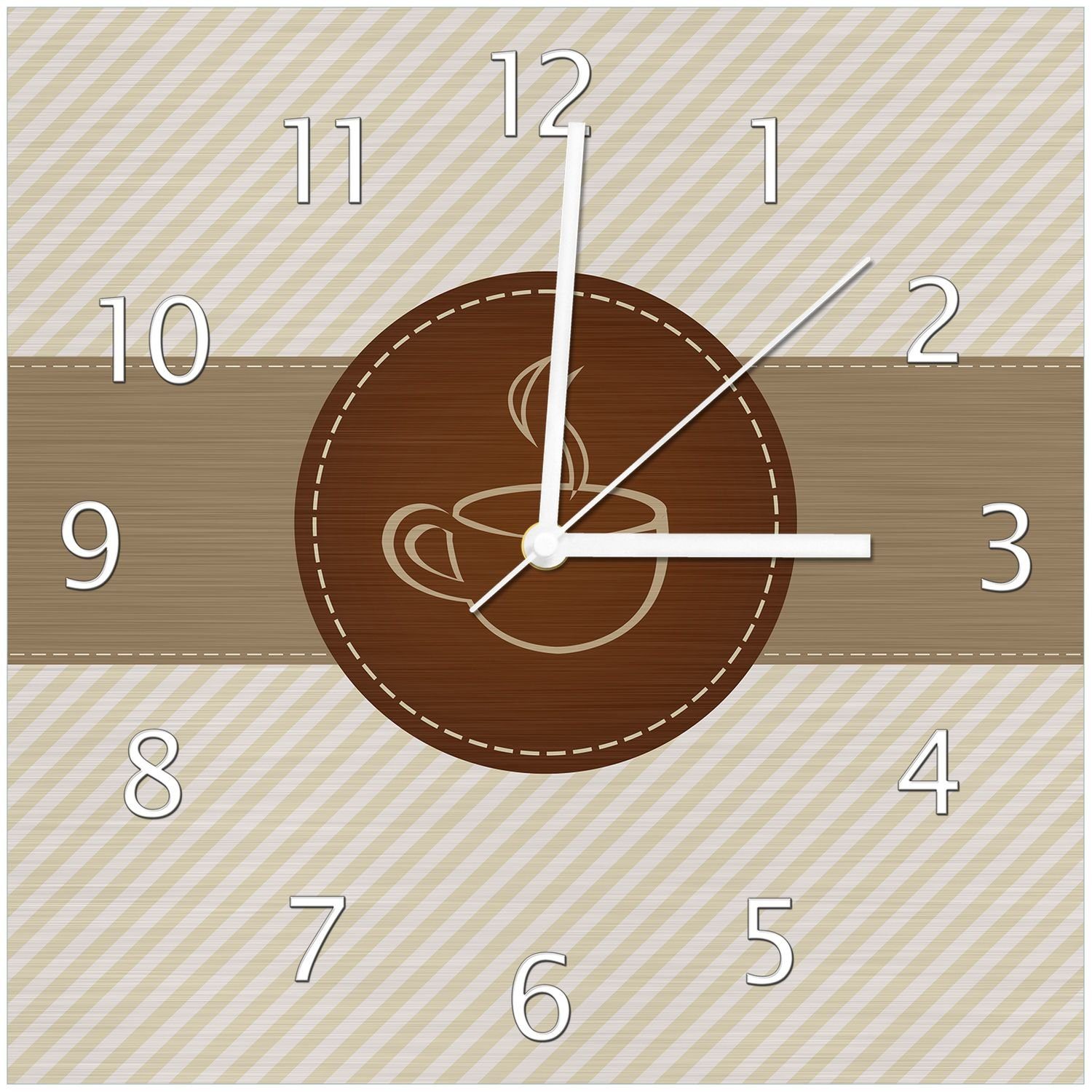 (Aluverbunduhr) Wanduhr für Kaffee-Menü Kaffee Symbol Logo - Wallario