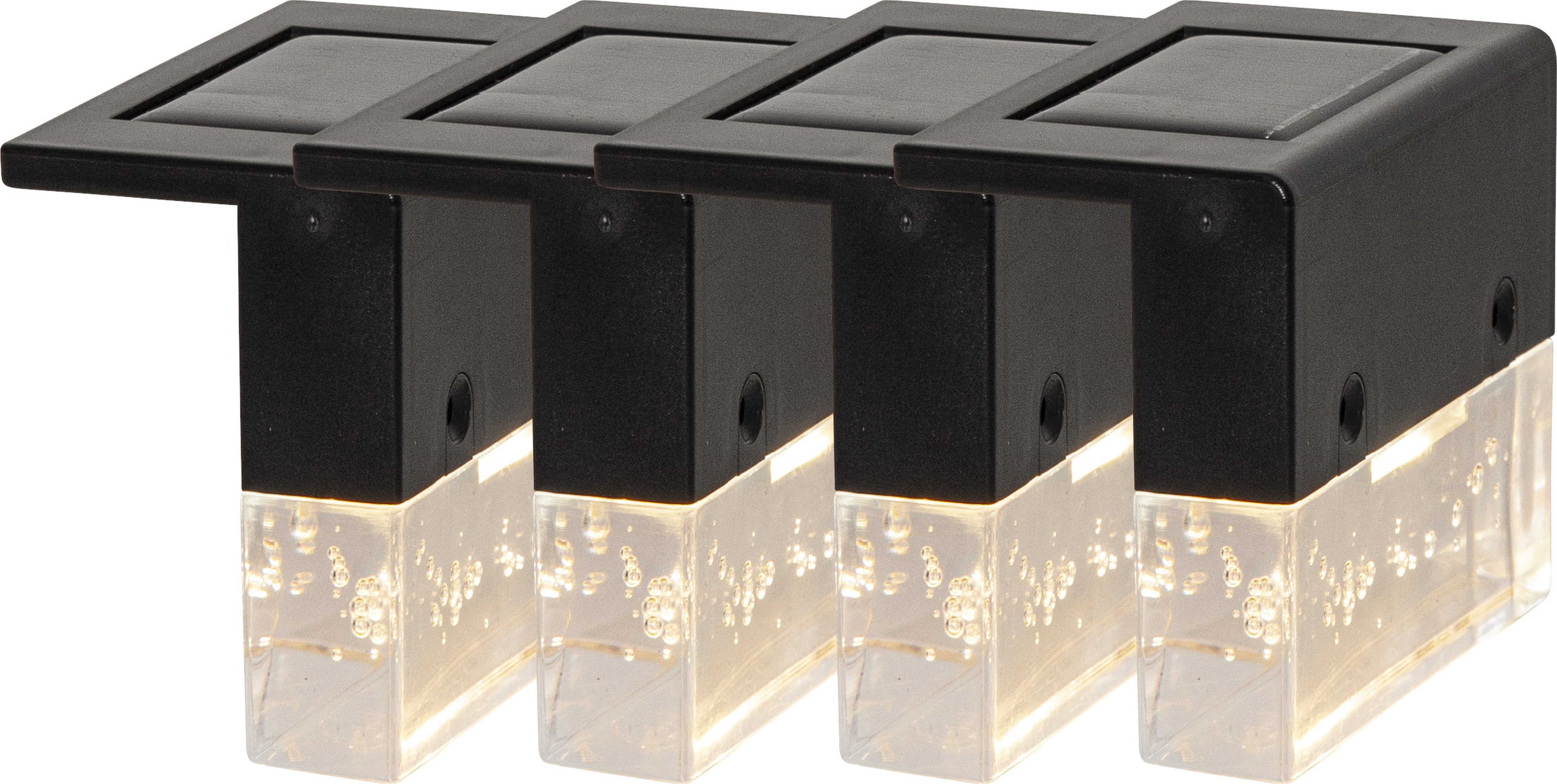 STAR TRADING LED Solarleuchte Solar-Wandleuchte Bubbly Fence, Tageslichtsensor, LED fest integriert, Warmweiß, 4er-Set, bubbly Acrylteil, Dämmerungssensor