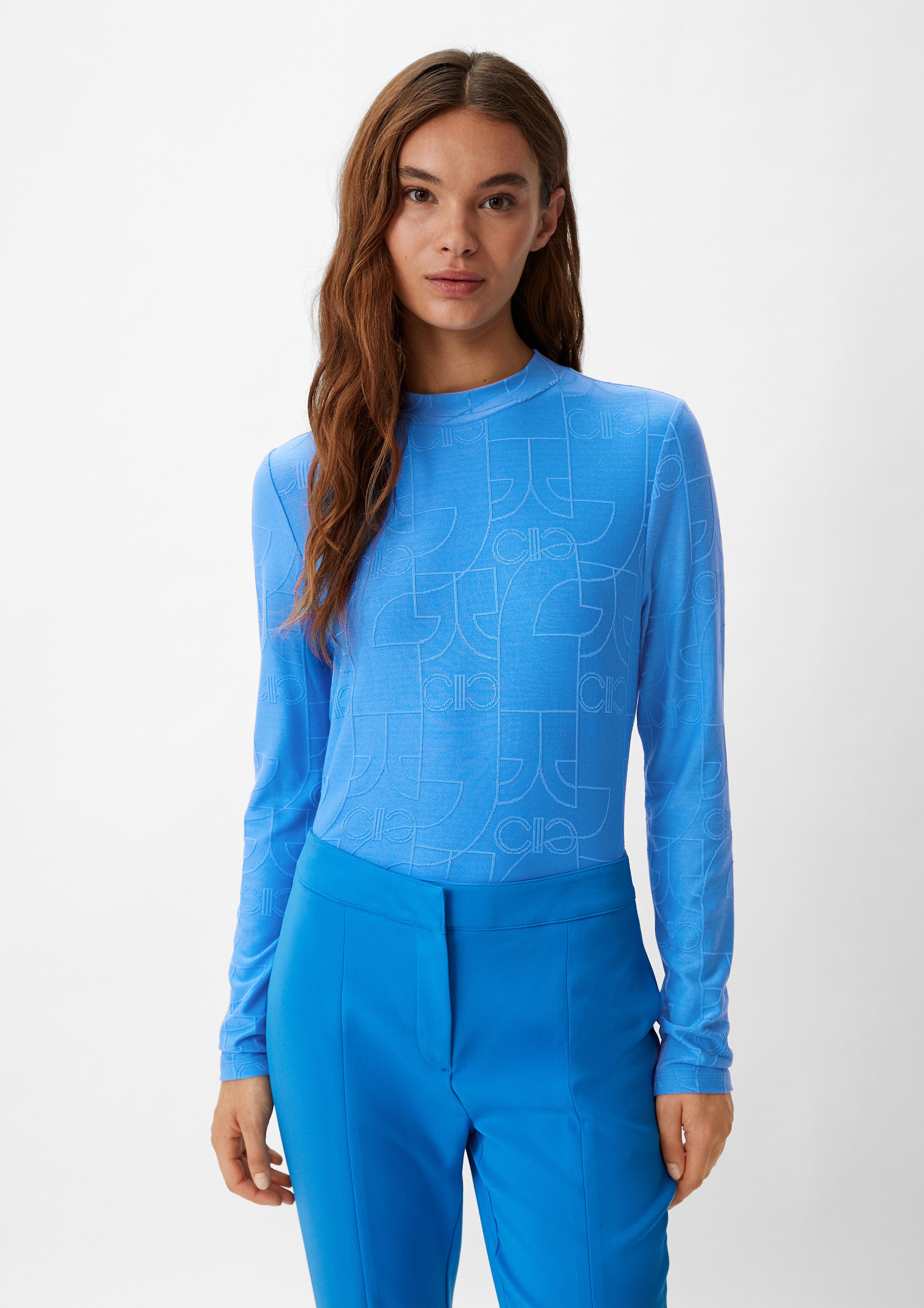 Langarmshirt Longsleeve mit Logo-Muster