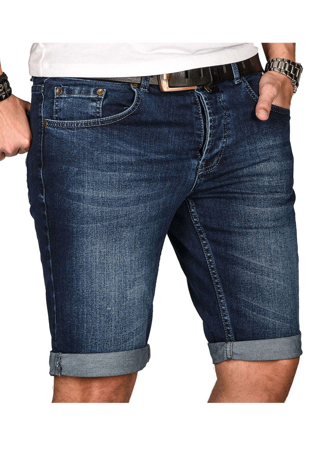 Shorts Herren Jeans – Used Look Stretch Denim Sommer