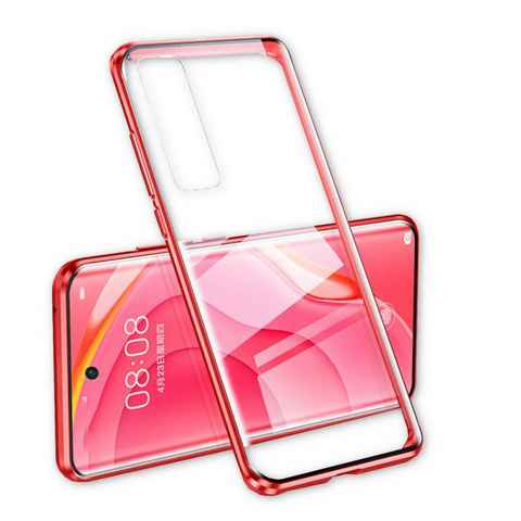 Wigento Handyhülle Beidseitiger 360 Grad Magnet / Glas Case Bumper für Samsung Galaxy S21 Ultra G998B Handy Tasche Case Hülle Cover New Style