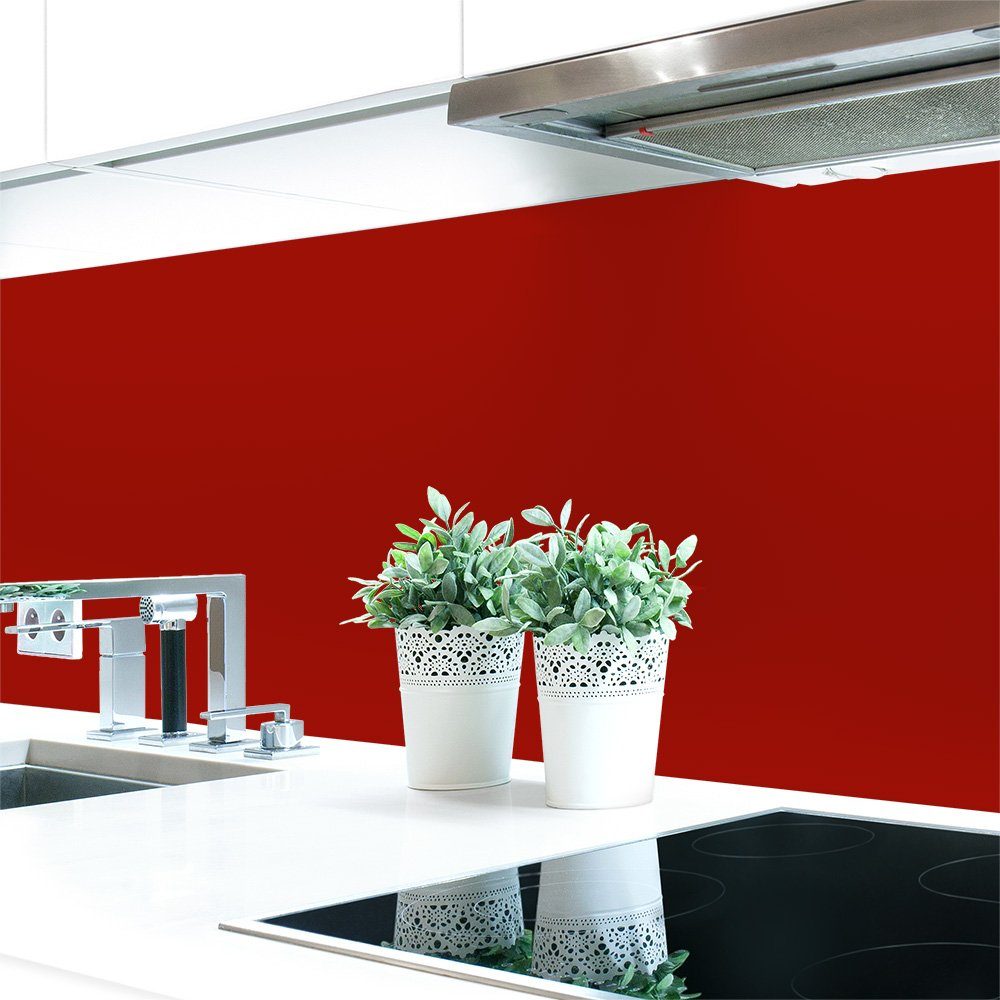 DRUCK-EXPERT Küchenrückwand Küchenrückwand Rottöne Unifarben Premium Hart-PVC 0,4 mm selbstklebend Rubinrot ~ RAL 3003