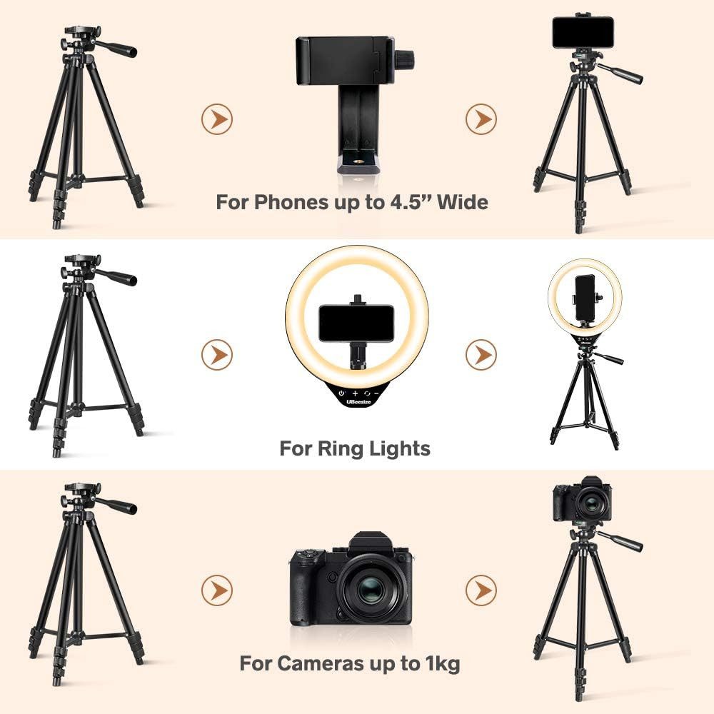 UBeesize Ringlicht 10 Zoll LED Ringlicht mit Touch-Steuerung, Stativ Fernbedienung, Touch-Ringlicht 10 Zoll, 3000–6000K, dimmbar, Bluetooth-Fernbedienung – Bild 3 von 5
