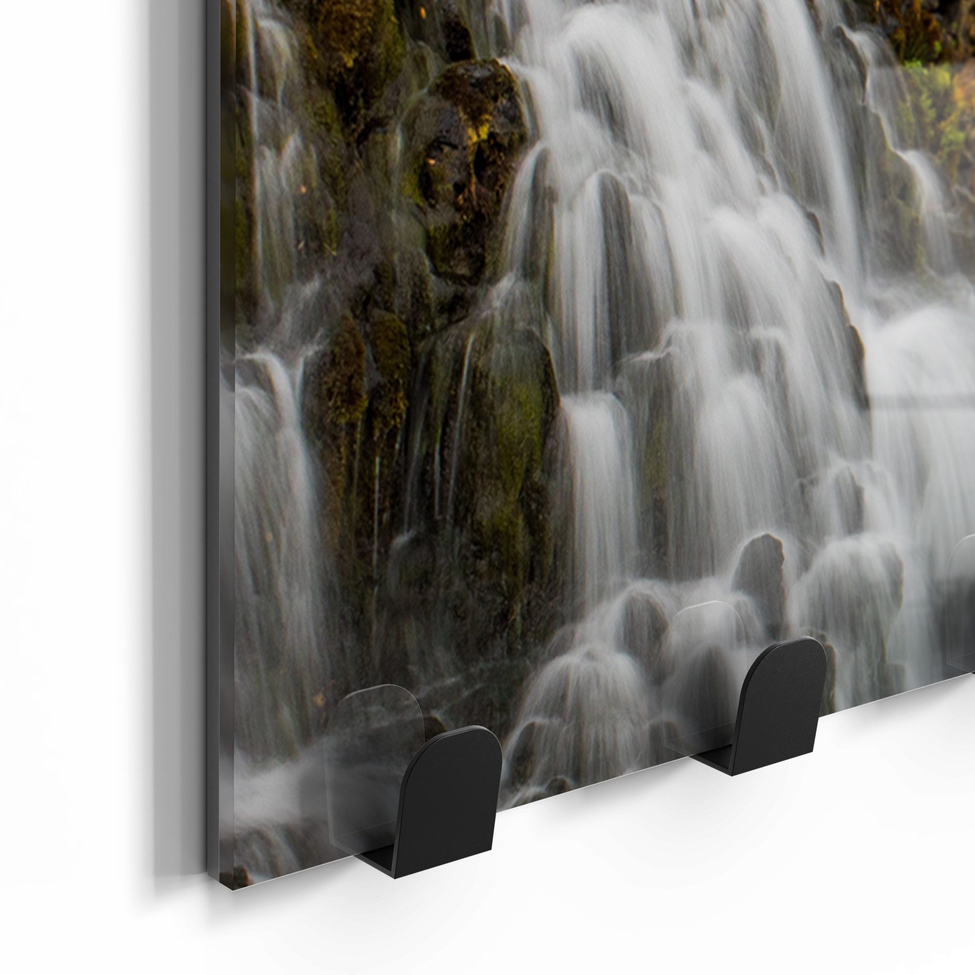 DEQORI Kleiderhaken 'Herbstlicher Wasserfluss', Glas Garderobe Paneel magnetisch beschreibbar