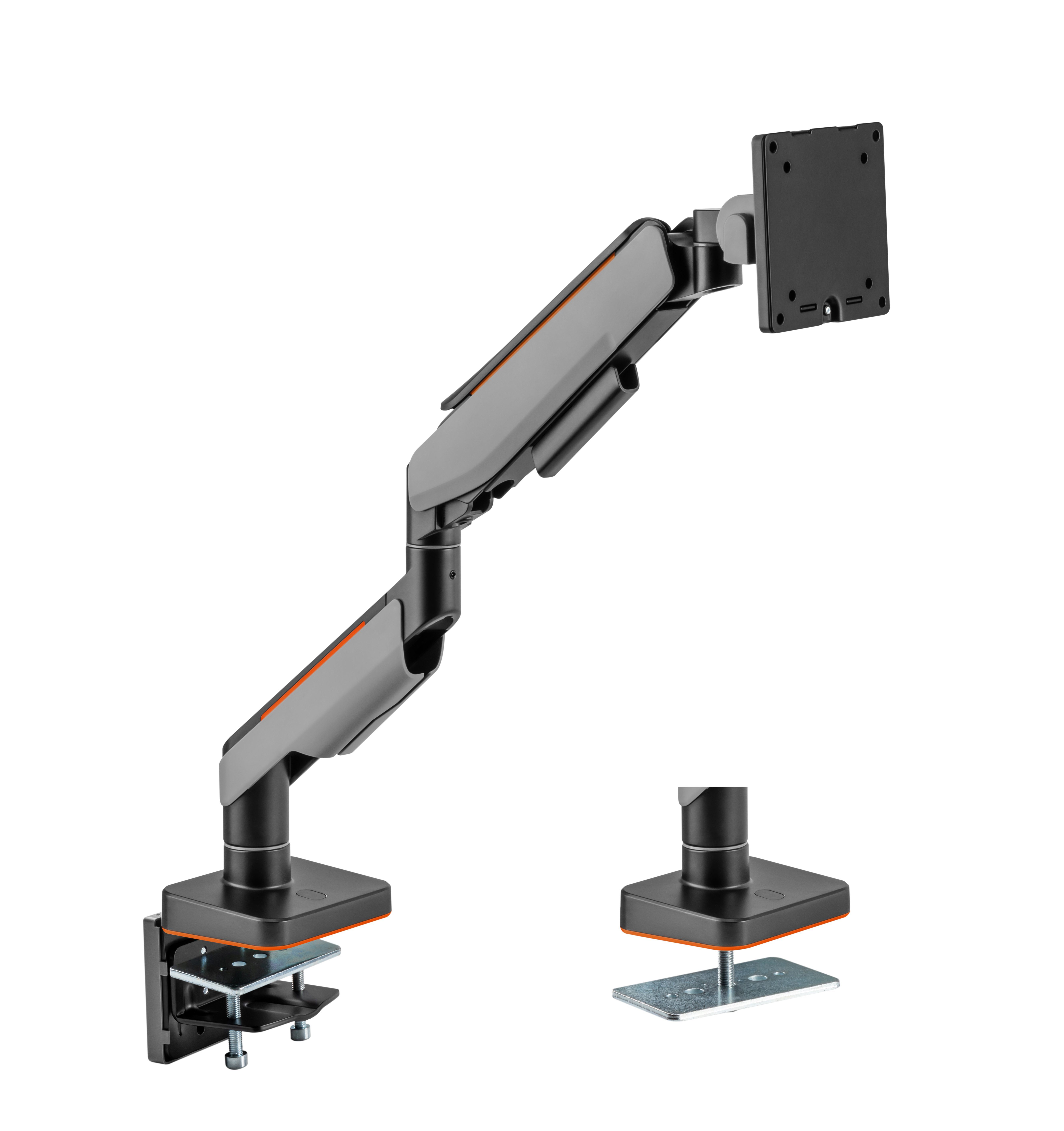 HALTERUNGSPROFI Monitor-Halterung OFFICE-GS512AEX, (bis 49,00 Zoll, Kabelmanagement Gasdruckfeder Aluminium, VESA 75 / 100 bis 20kg)