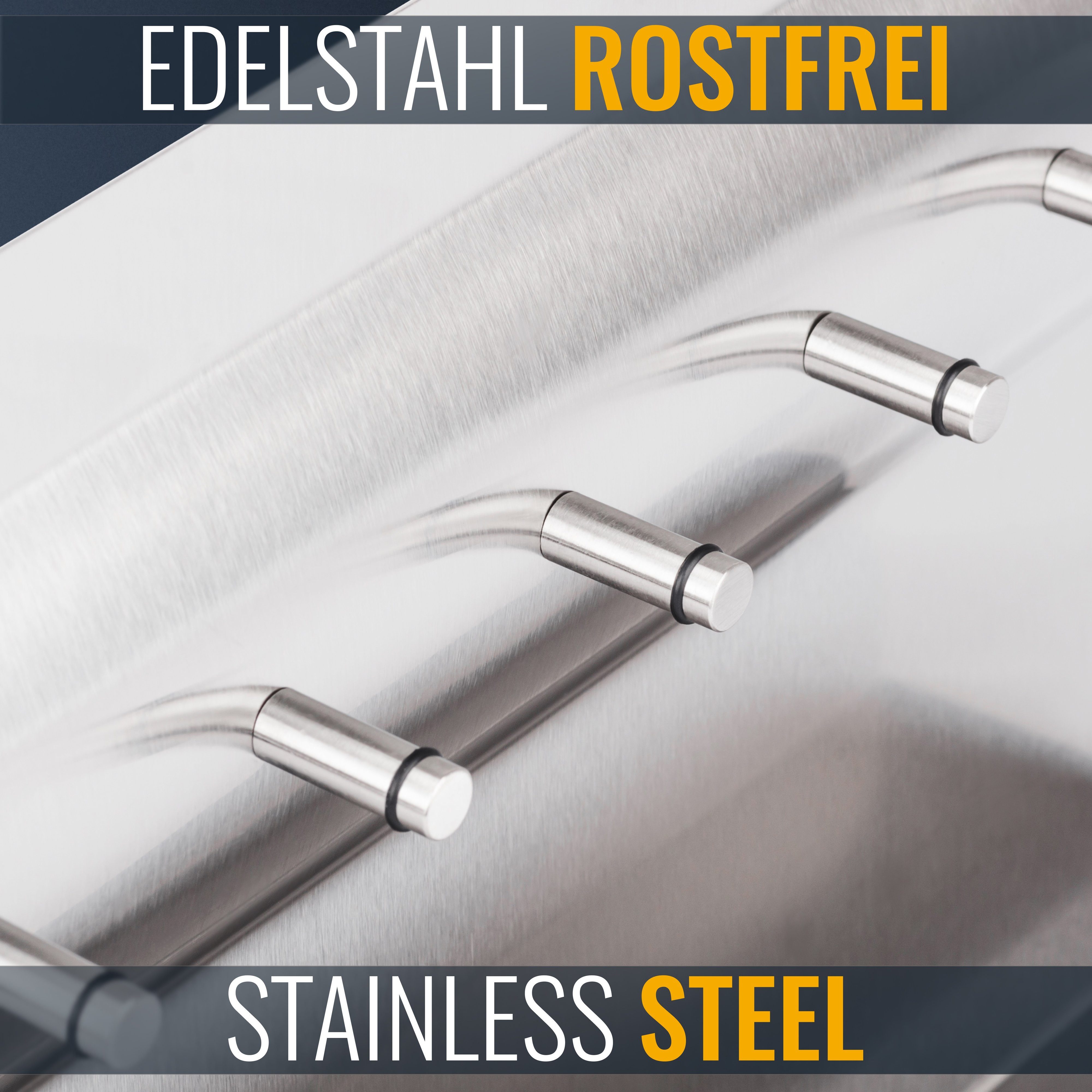 RICOO Garderobenleiste Schlüsselbrett mit Ablage Schlüsselhaken MB6001 Schlüsselhalter (Key Holder Aufbewahrung, 1 St., Halter für Schlüssel), Edelstahl Schlüsselboard mit 3 Stk. Magnete