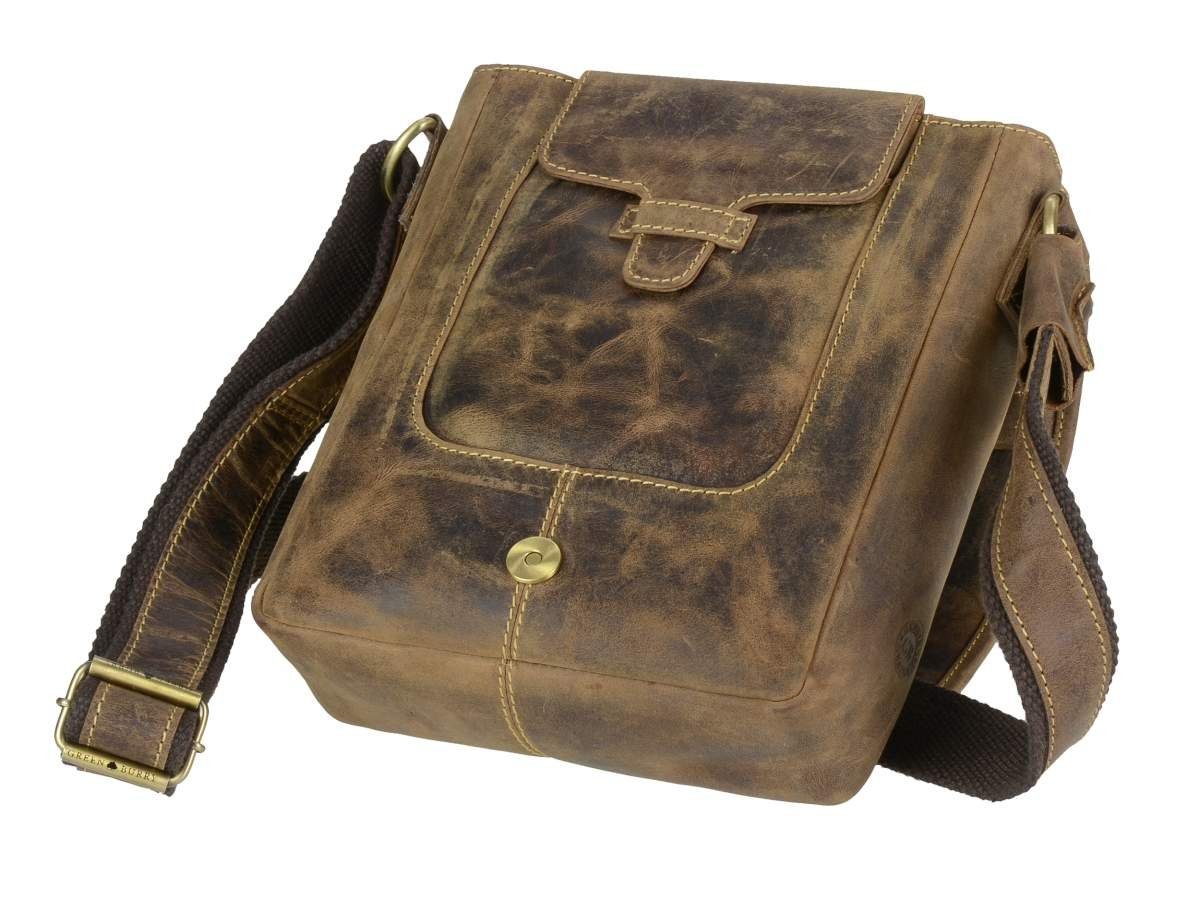 Greenburry Umhängetasche Vintage, used Look, Schultertasche 24x27cm, Messengerbag, antikbraun