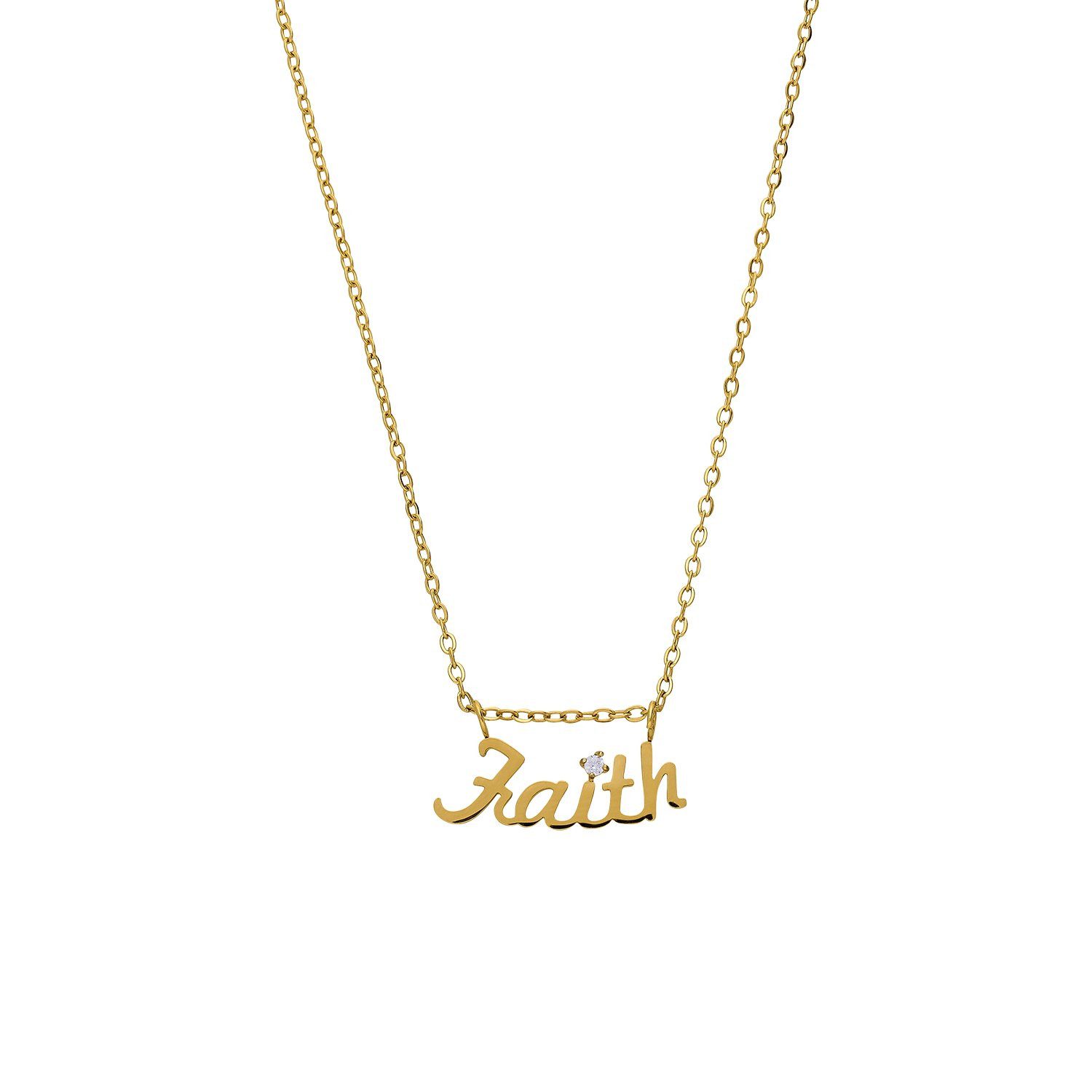 LUCARDI Kette mit Anhänger Halskette - Stahl - Gold - Zirkonia - Damen