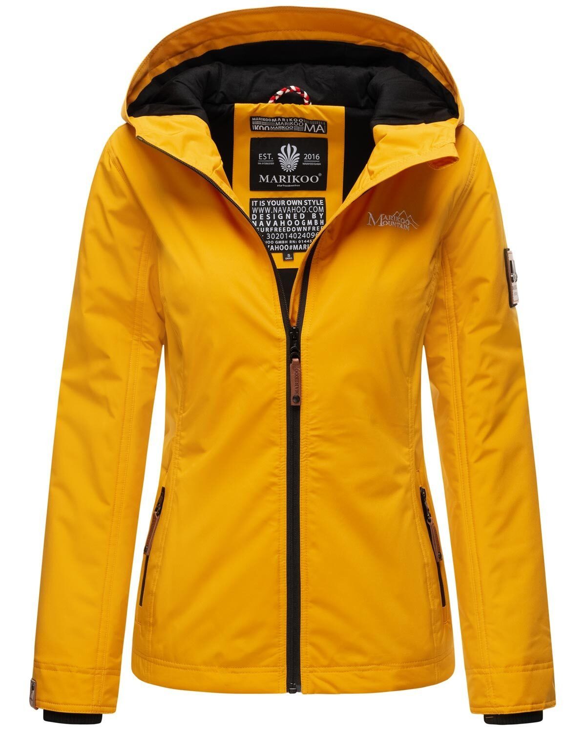 Marikoo Outdoorjacke Brombeere Sportliche Übergangsjacke mit Kapuze und schützendem Kragen