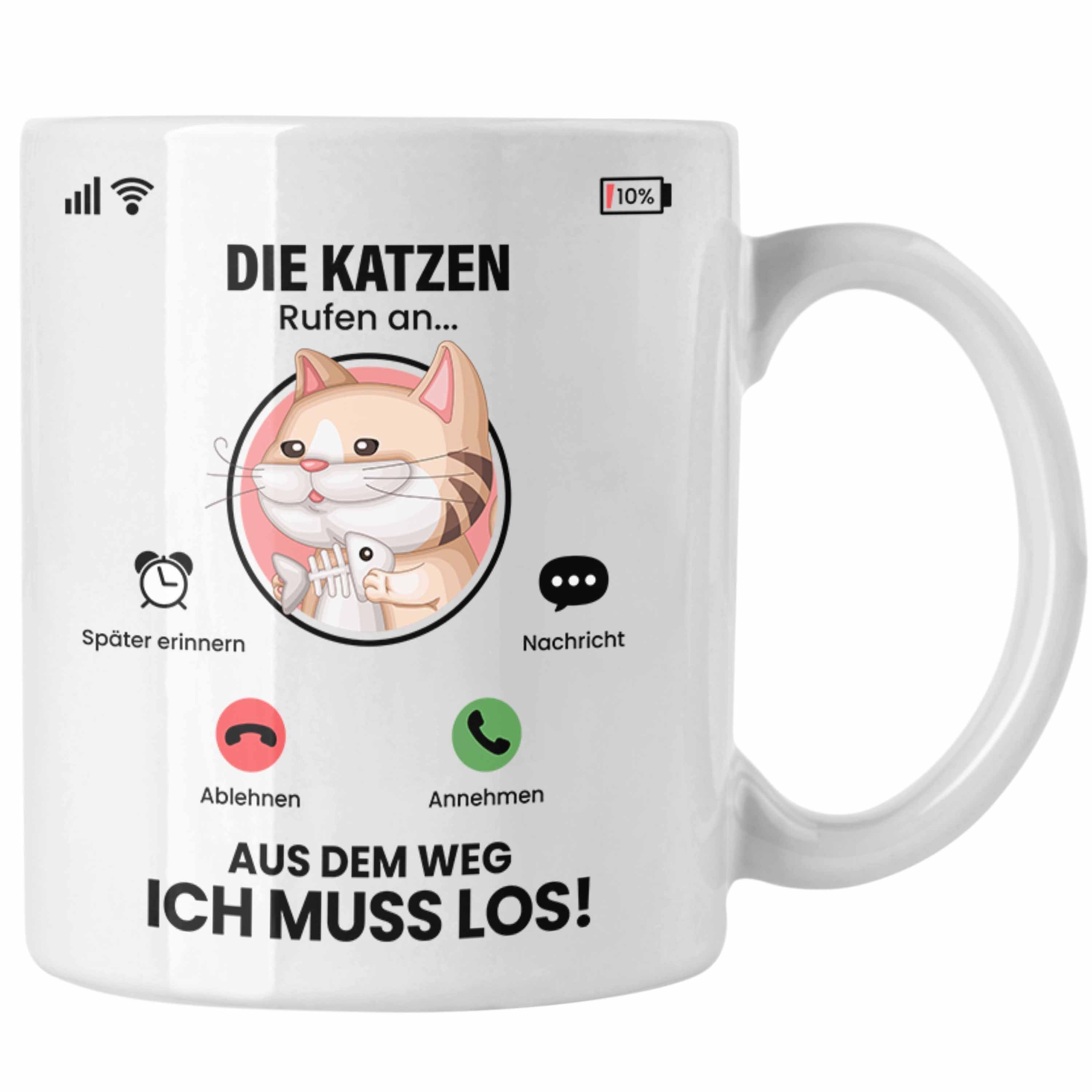 Trendation Tasse Weiss Besitzer Tasse für Geschenk An Züchter Katzen Geschen Die Katzen Rufen