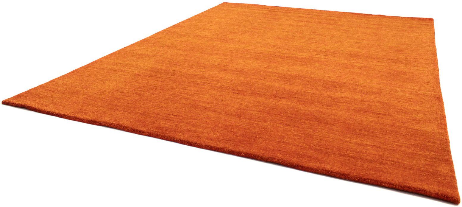 Wollteppich Einfarbig Rosso 160 x 90 cm, morgenland, rechteckig, Höhe: 15 mm, Sehr weicher Flor | Kurzflor-Teppiche