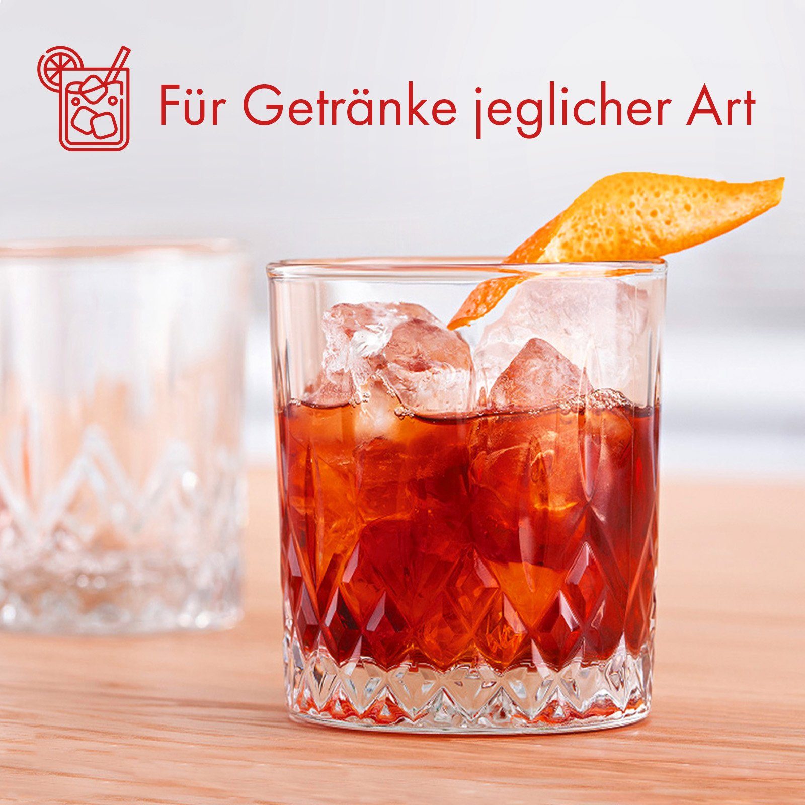 KONZEPT Gläser-Set Trinkgläser Set Wassergläser 4/6/12er Set für Cocktails, Softdrinks, 6-tlg., Glas-Set, 280 ml – Bild 4 von 5