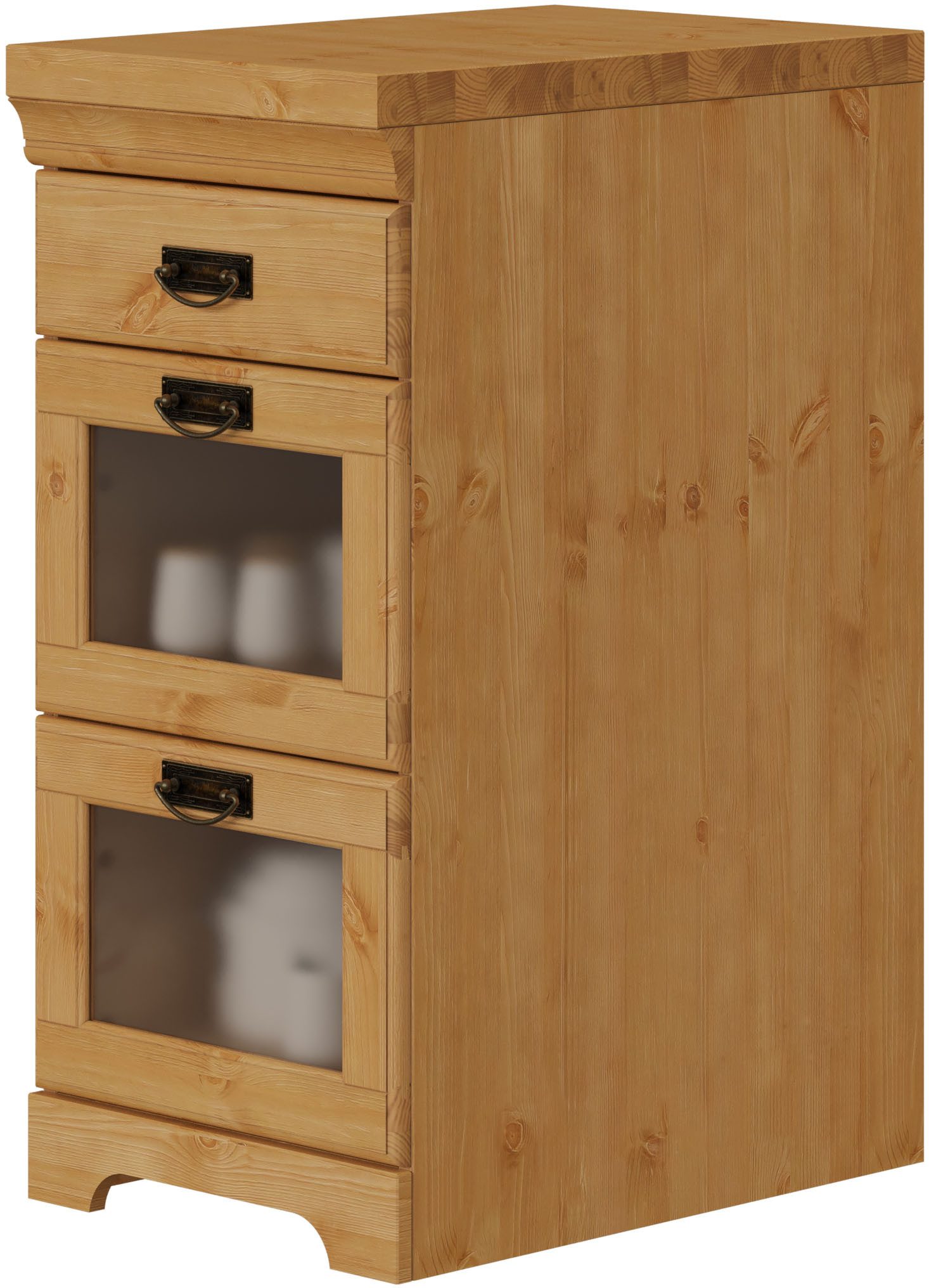 OTTO home Unterschrank Rügen Breite 40 cm, Kiefer massiv, Schubkästen mit Glaseinsatz – Bild 4 von 5