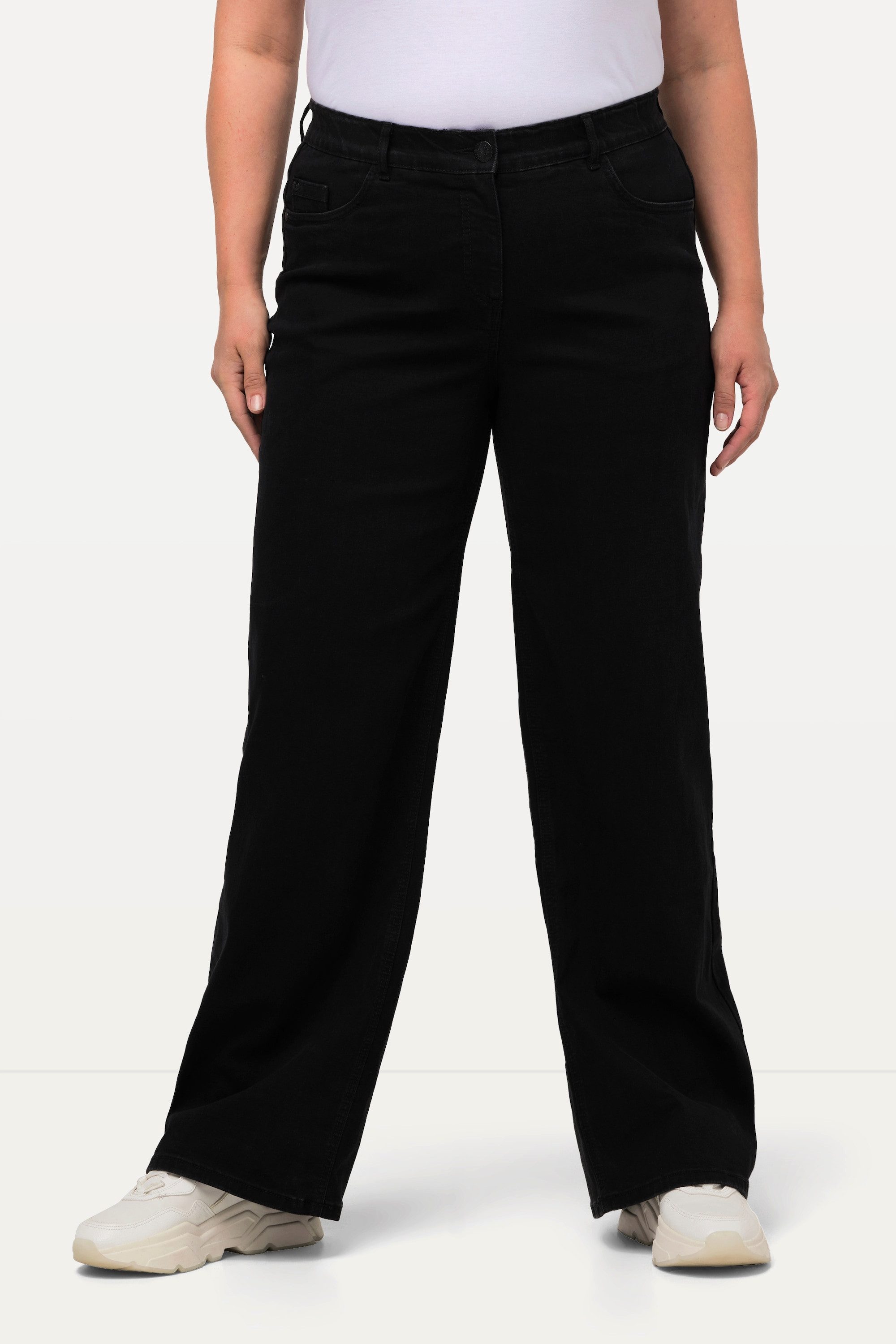 Ulla Popken Funktionshose Jeans Mary weites Bein 5-Pocket-Schnitt