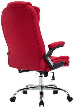 TPFLiving Bürostuhl Toronto mit bequemer Rückenlehne - höhenverstellbar und 360° drehbar (Schreibtischstuhl, Drehstuhl, Chefsessel, Bürostuhl XXL), Gestell: Metall chrom - Sitzfläche: Stoff rot