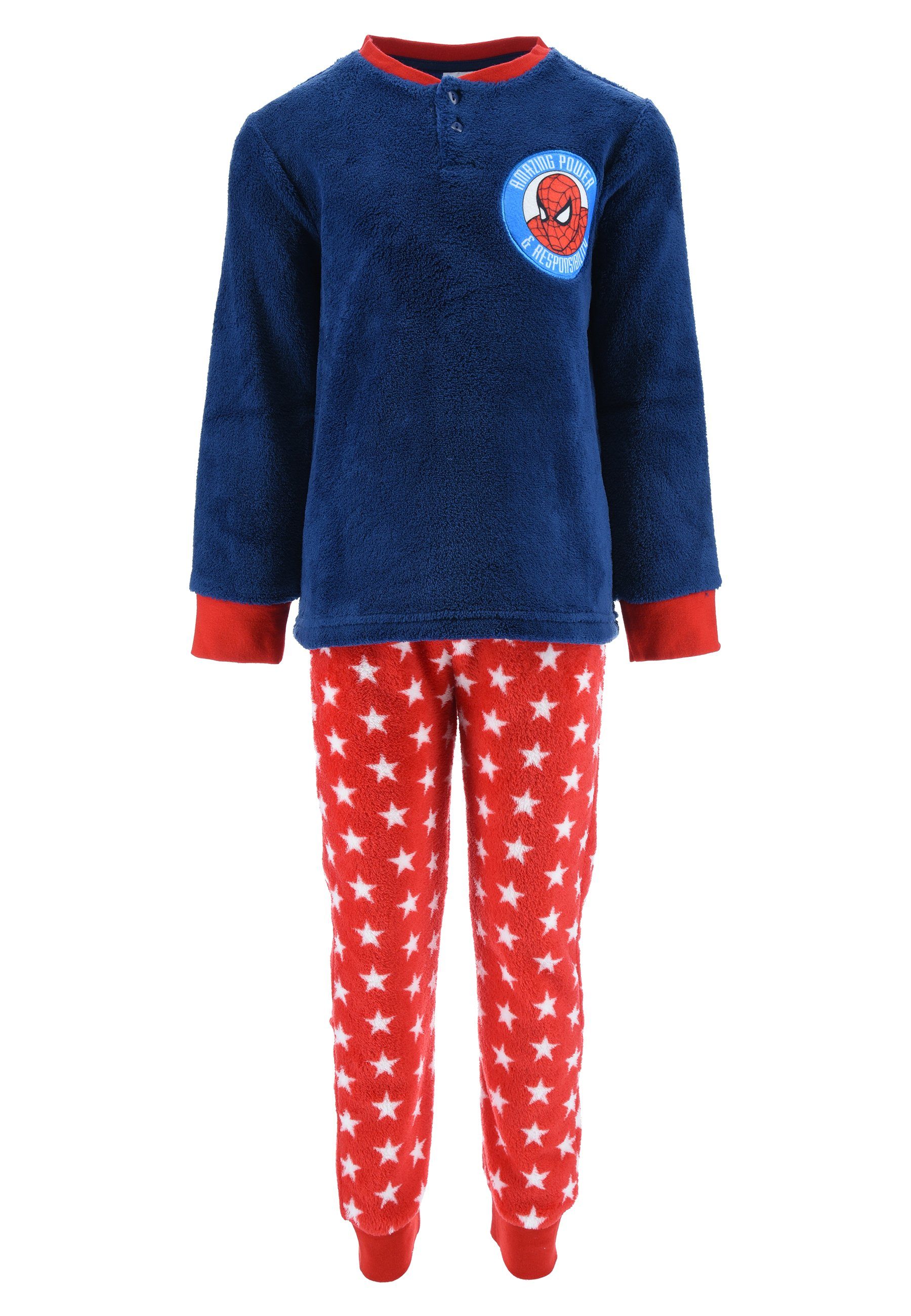 Jungen (2 Kinder Blau Pyjama langarm tlg) Schlafanzug Nachtwäsche Spiderman
