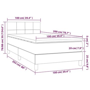 vidaXL Bettgestell Boxspringbett mit Matratze Dunkelblau 100x200 cm Samt Bett Bettgestell