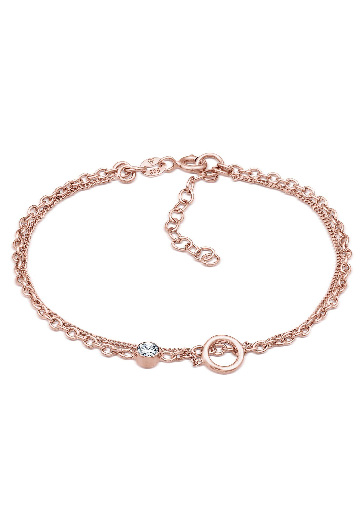 Elli Rosegold Kreis Armband Layer 925 Silber Kristall