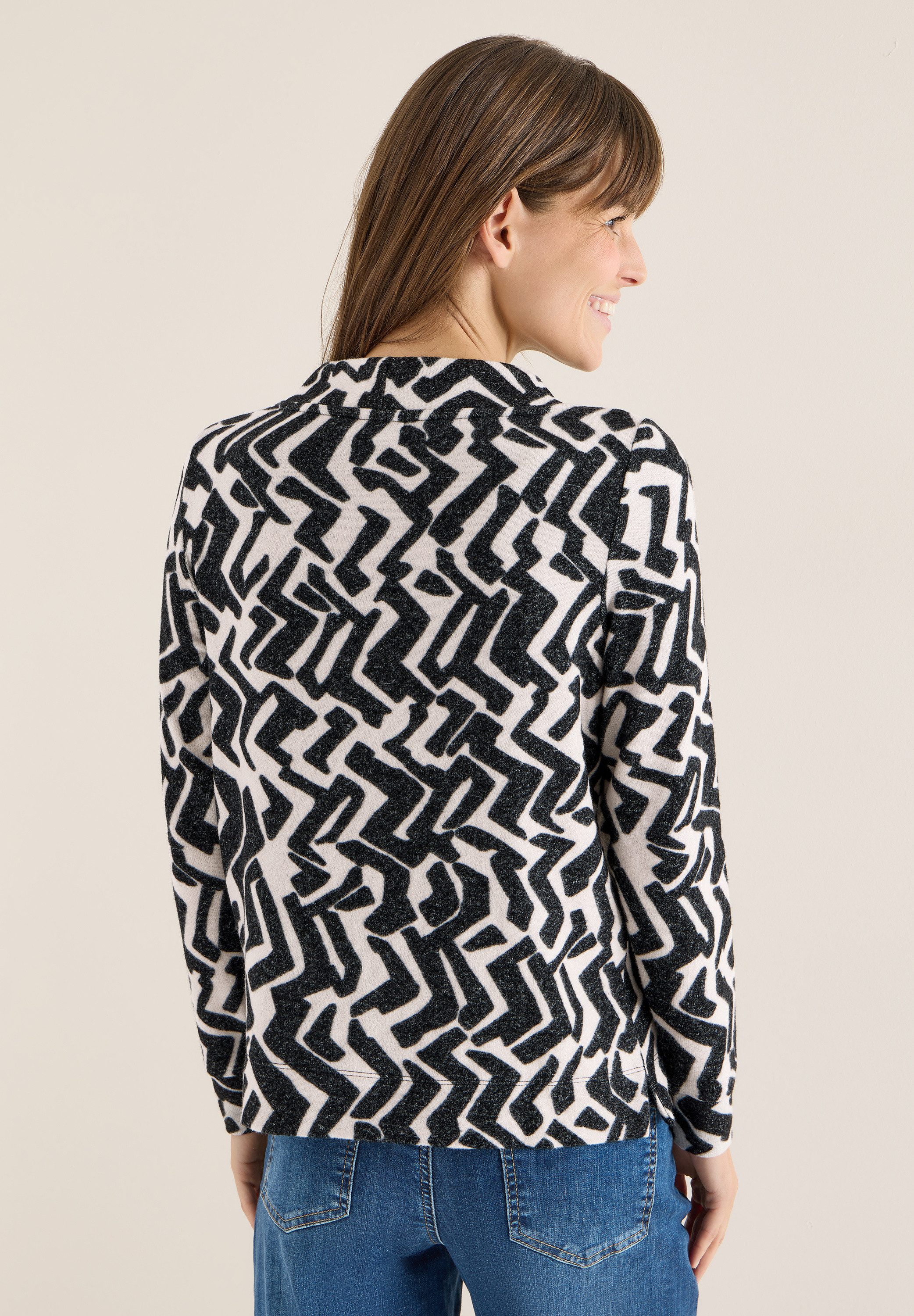 CECIL Langarmshirt mit Seitlichen Einschlitzen am Saum