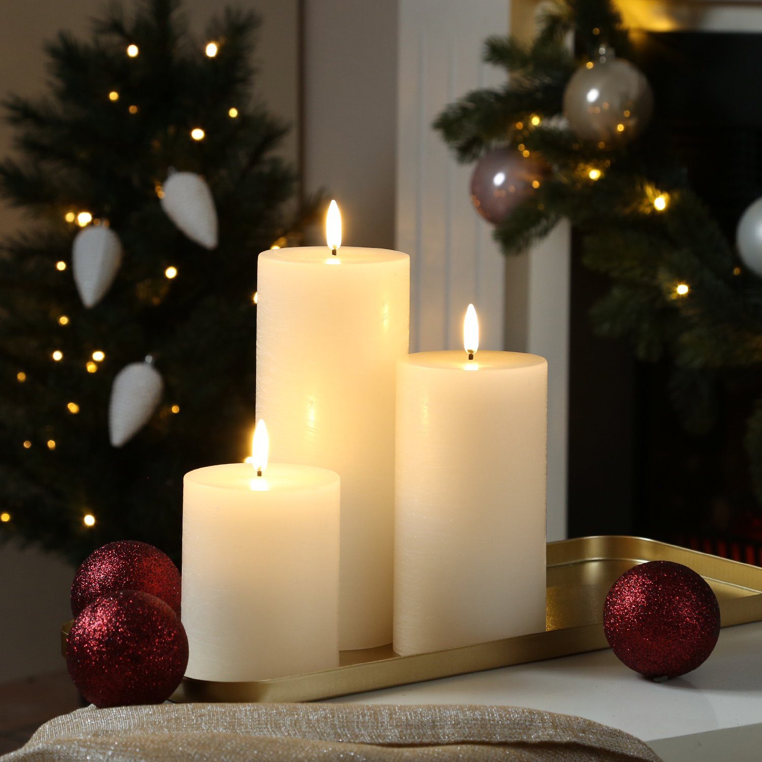 UYUNI Lighting LED-Kerze LED Kerzenset PIA Uyuni Rustik-Optik 3 Größen mit günstig online kaufen