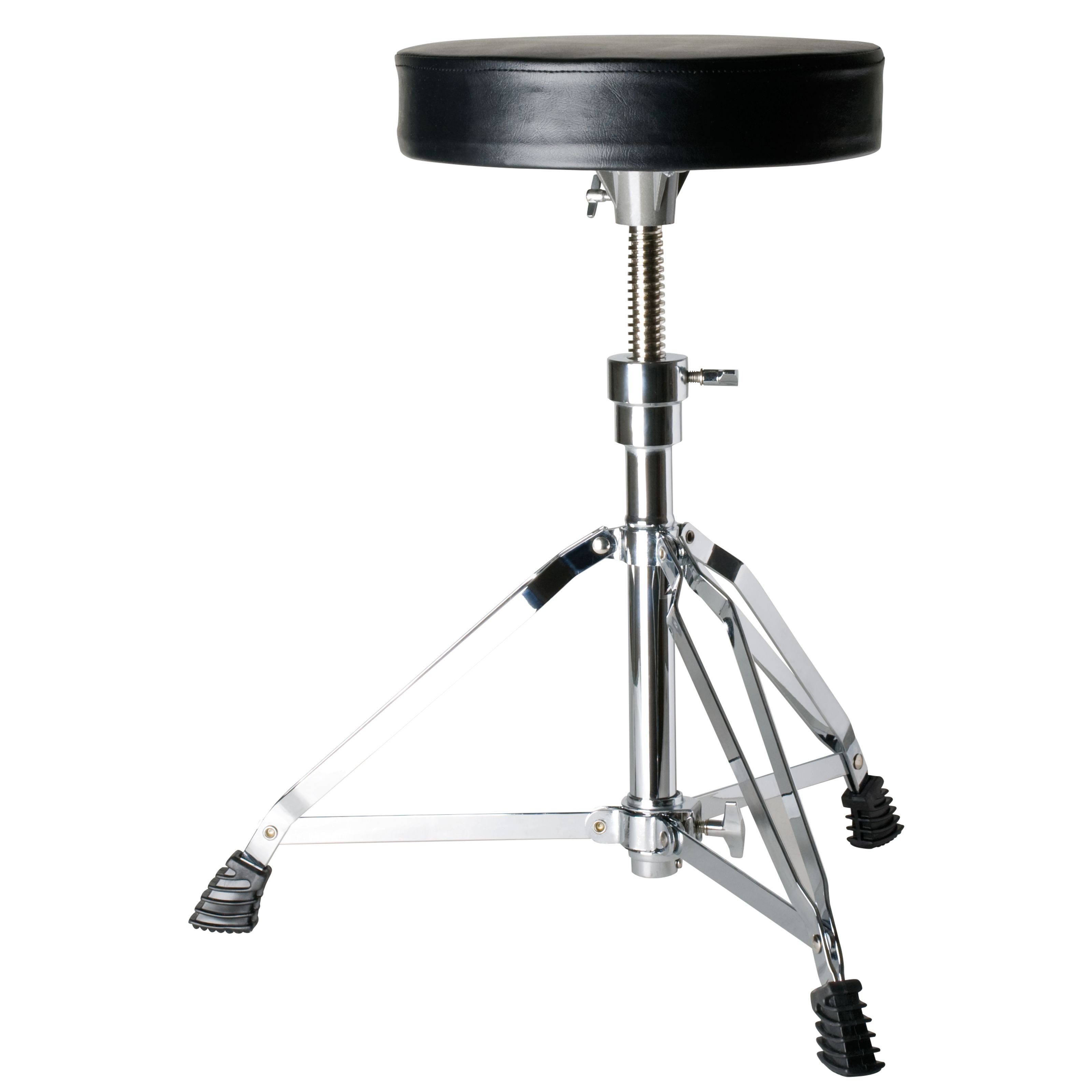 FAME Schlagzeughocker (Drumhocker D4001 doppelstrebig stufenlos höhenverstellbar von 45 cm – 59 cm breite Gummifüße gepolsterte Sitzfläche verchromt für Erwachsene und Kinder, Hardware, Drumhocker), Drumhocker, doppelstrebig, höhenverstellbar, gepolsterte Sitzfläche