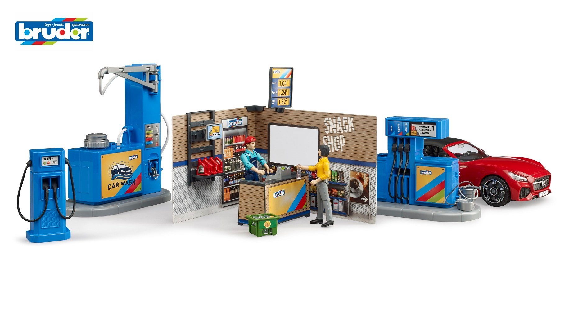 Bruder® Spiel-Gebäude Bruder 62111 bworld Tankstelle mit Waschplatz 1:16 (1 günstig online kaufen
