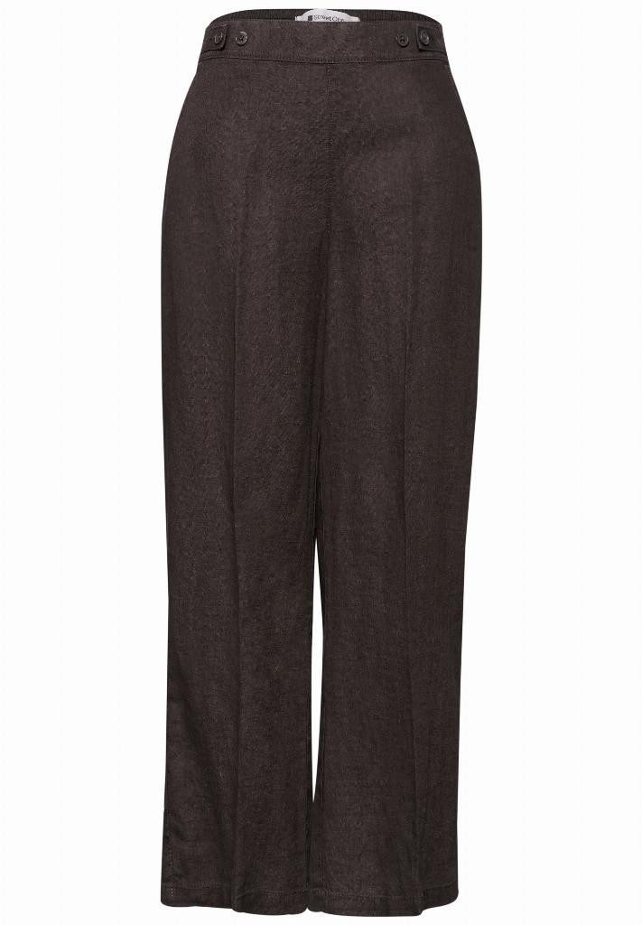 STREET ONE Schlupfhose High Waist Wide Leg Hose aus Leinen