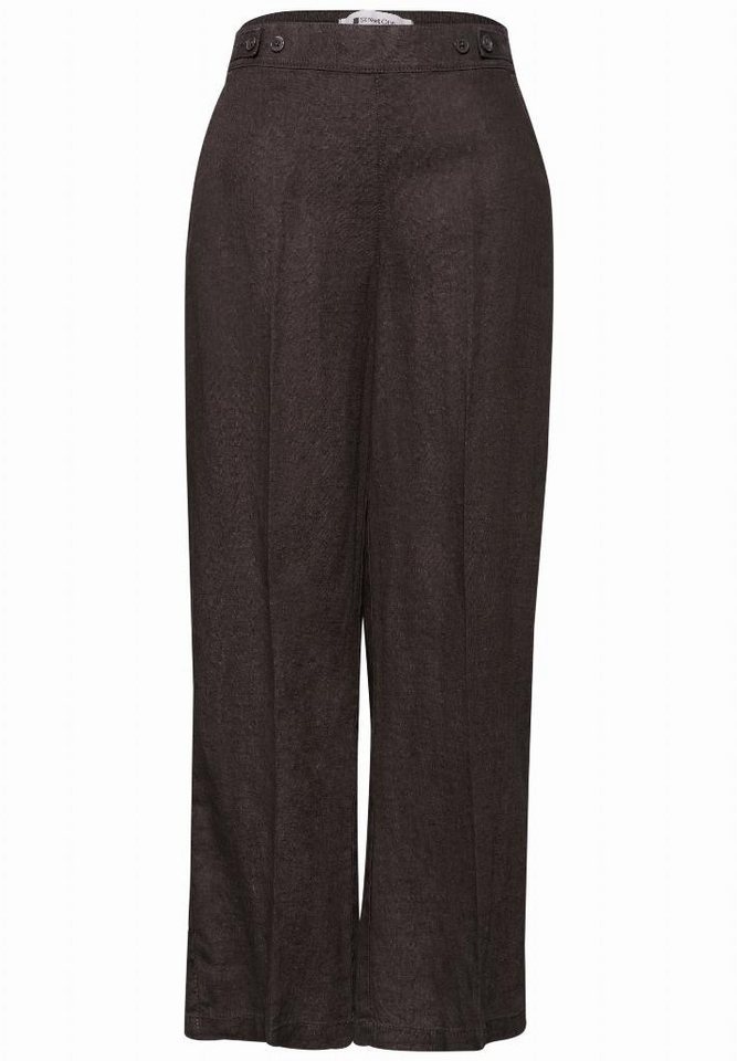 STREET ONE Schlupfhose High Waist Wide Leg Hose aus Leinen
