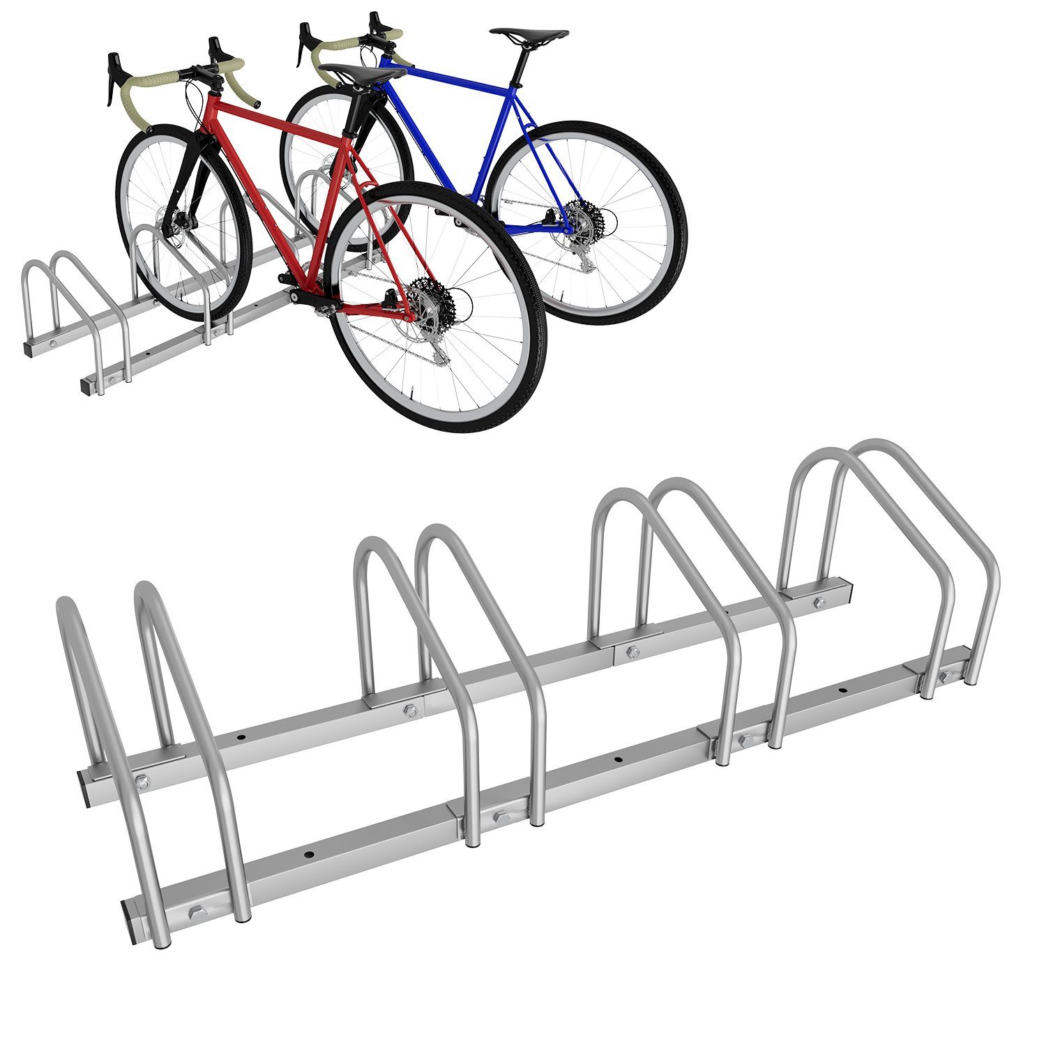 Lospitch Fahrradständer Radständer 3 Fahrräder Fahrradhalterung auf dem  Boden Aufstellständer