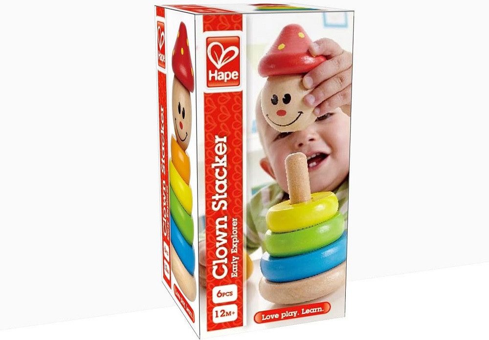 Hape Stapelspielzeug Hape E0400 Clown, Stapler, Klowns, Motorikspiel aus Holz, Kinderspielzeug, Ideal als Geschenk