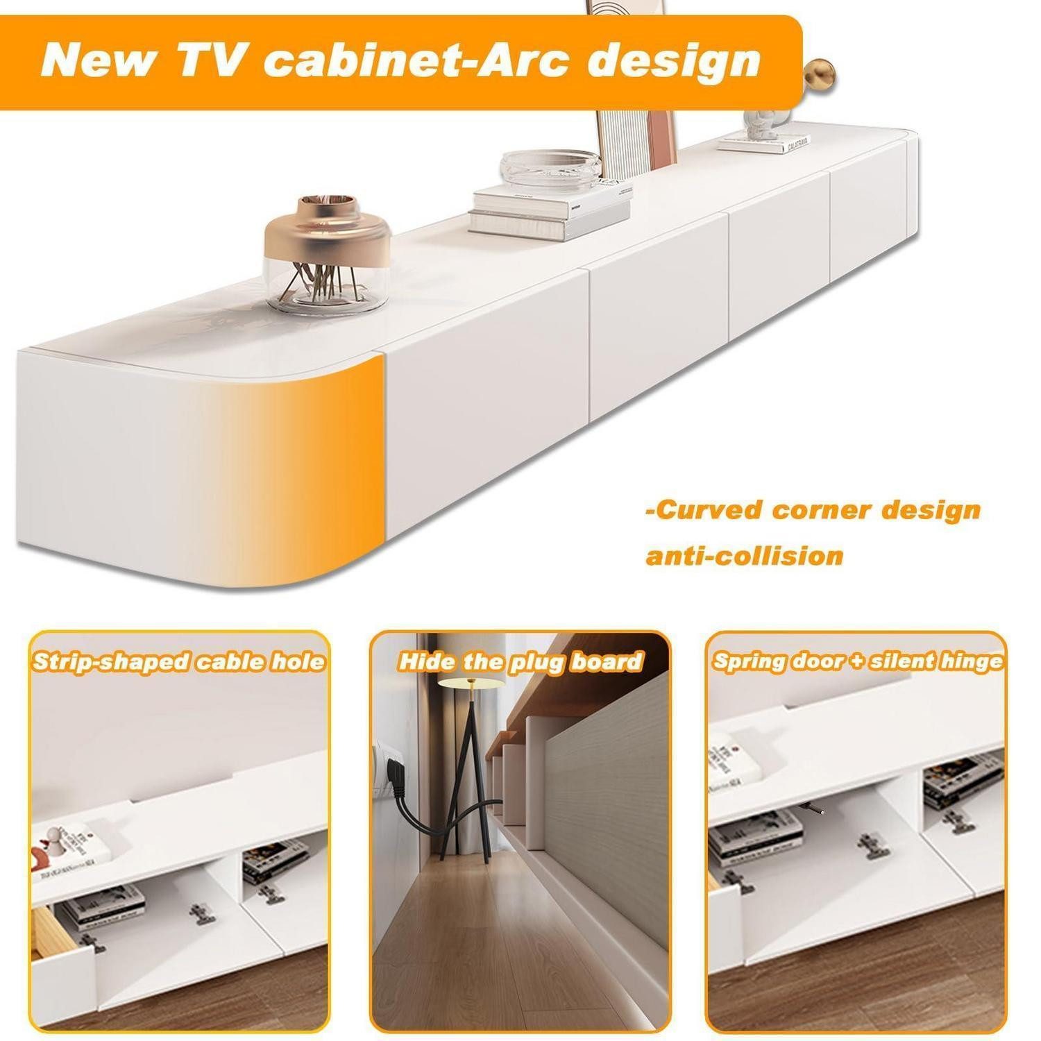 LuxusKollektion TV-Board TV-Ständer schwebend weiß 120CM (1 St)