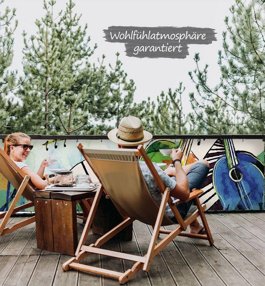 Thumbnail - MyMaxxi Sichtschutzelement Balkonbanner Malerei Instrumente Balkon Sichtschutz Garten, (Bambus grün)