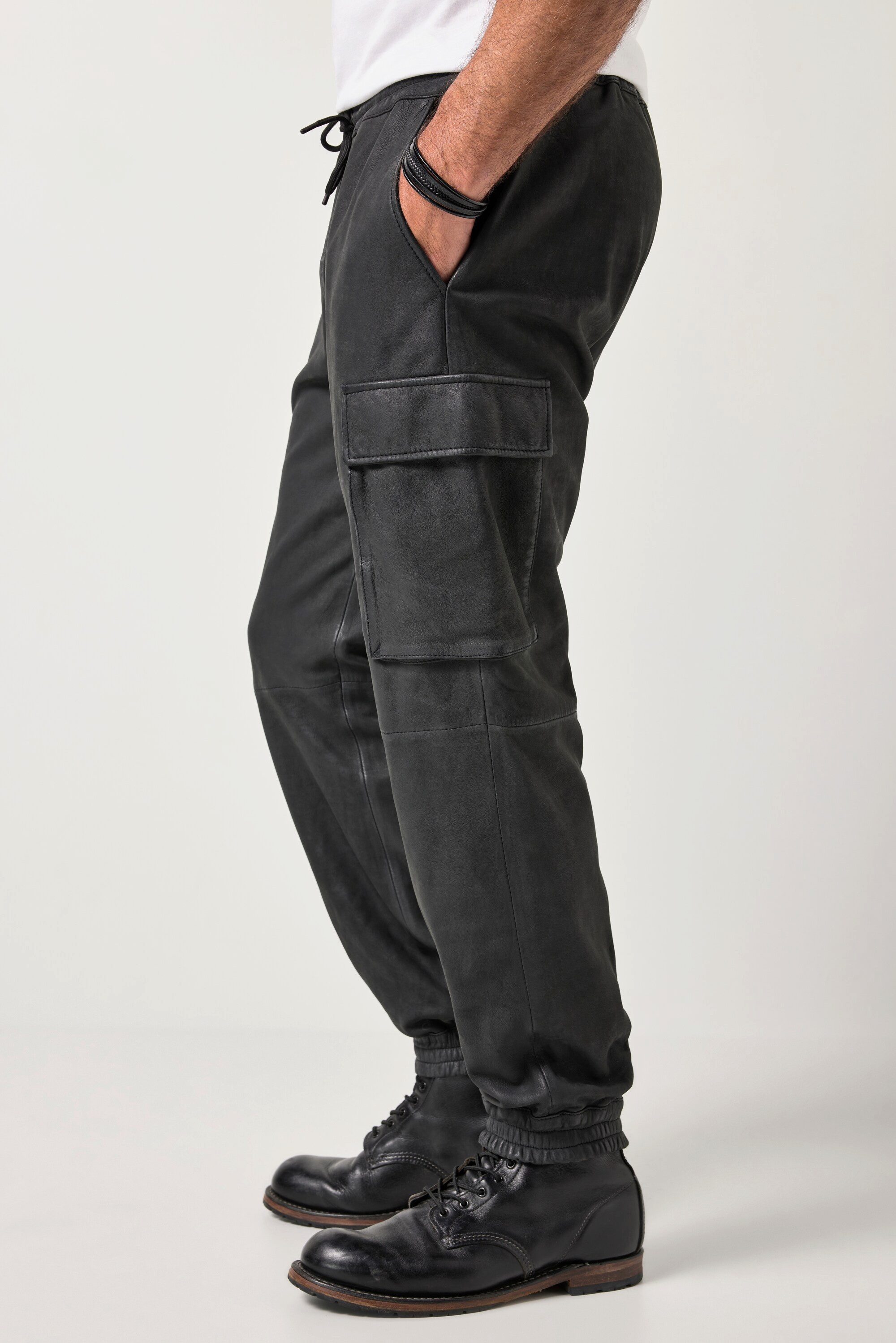 JP1880 Schlupfhose Leder-Cargohose Leder feinstes Lammnappaleder – Bild 4 von 5