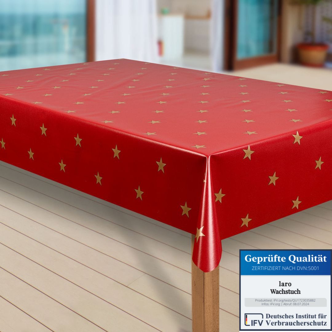 Tischdecke Wachstuch-Tischdecken Abwaschbar Sterne rot gold rechteckig