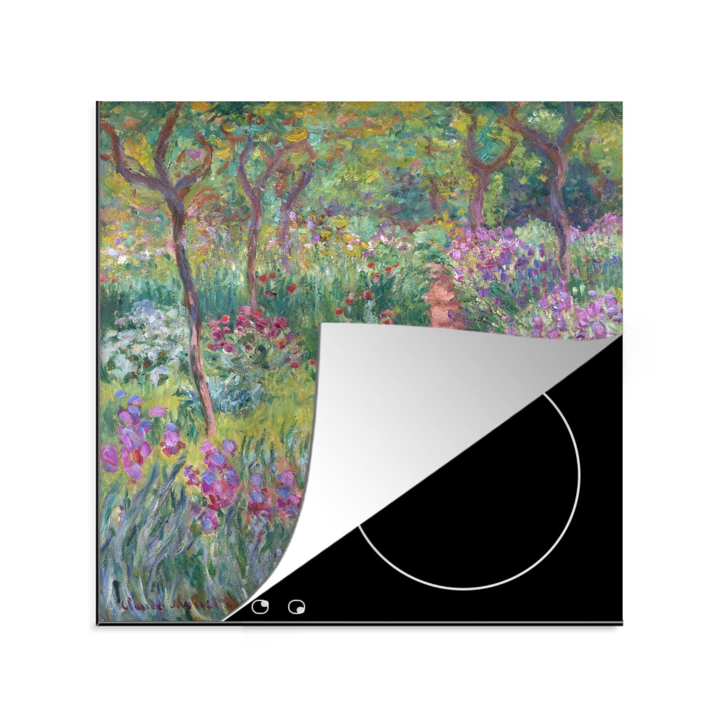 MuchoWow Herdblende-/Abdeckplatte Der Garten des Künstlers in Giverny - Claude Monet, Vinyl, (1 tlg), 78x78 cm, Ceranfeldabdeckung, Arbeitsplatte für küche