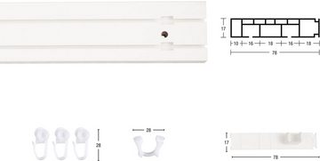 Gardinenschiene Kunststoffschiene CREDO, GARESA, 2-läufig, Wunschmaßlänge, mit Bohren, verschraubt, Deckenmontage, mit Kunststoffverbinder verlängerbar