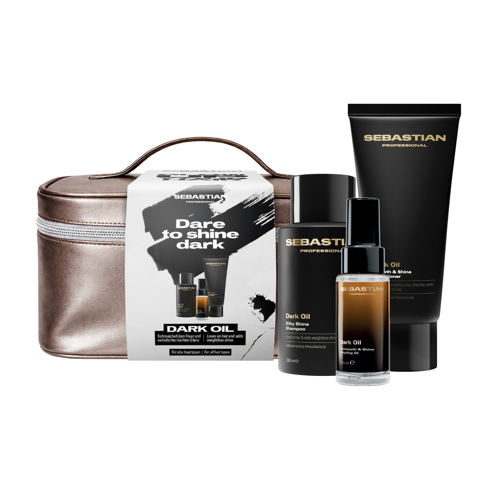 Sebastian Professional Haarpflege-Set SEBASTIAN Professional Dark Oil Geschenkset, Set, 3-tlg., Shampoo, Conditioner und Stylingöl