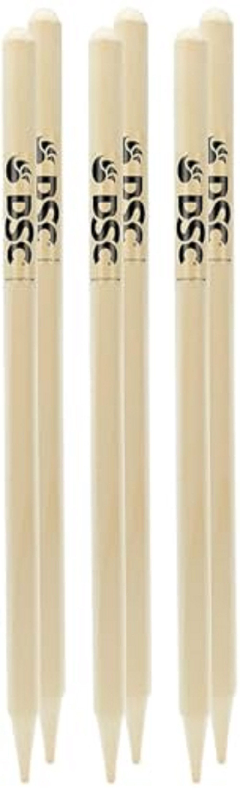 DSC Badmintonschläger DSC Gebleichtes und poliertes Cricket-Stumpf-Set mit Bügeln, (Packungsinhalt: 6 Stumpen mit 4 Bügeln, Aus hochwertigem Naturholzmaterial mit Politur), Ideal für Vereine und Spiele