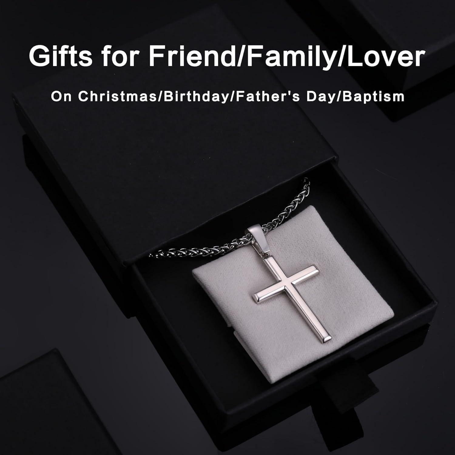 LuxusKollektion Kreuzkette 925 Silber Kreuzkette mit Weizenkette für Herren und Damen 71cm