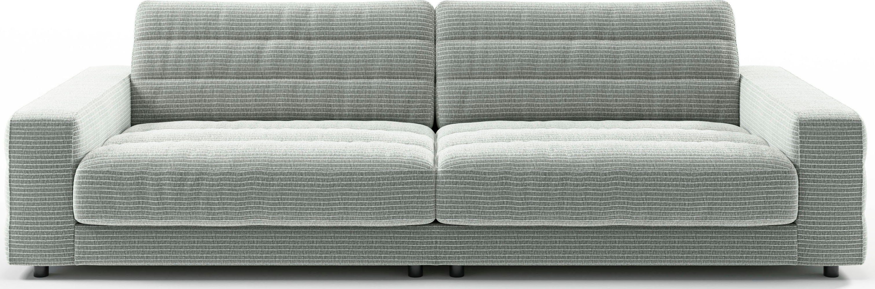 3C Candy Big-Sofa Stripes, Lose Rückenkissen, mit feiner Quersteppung grau