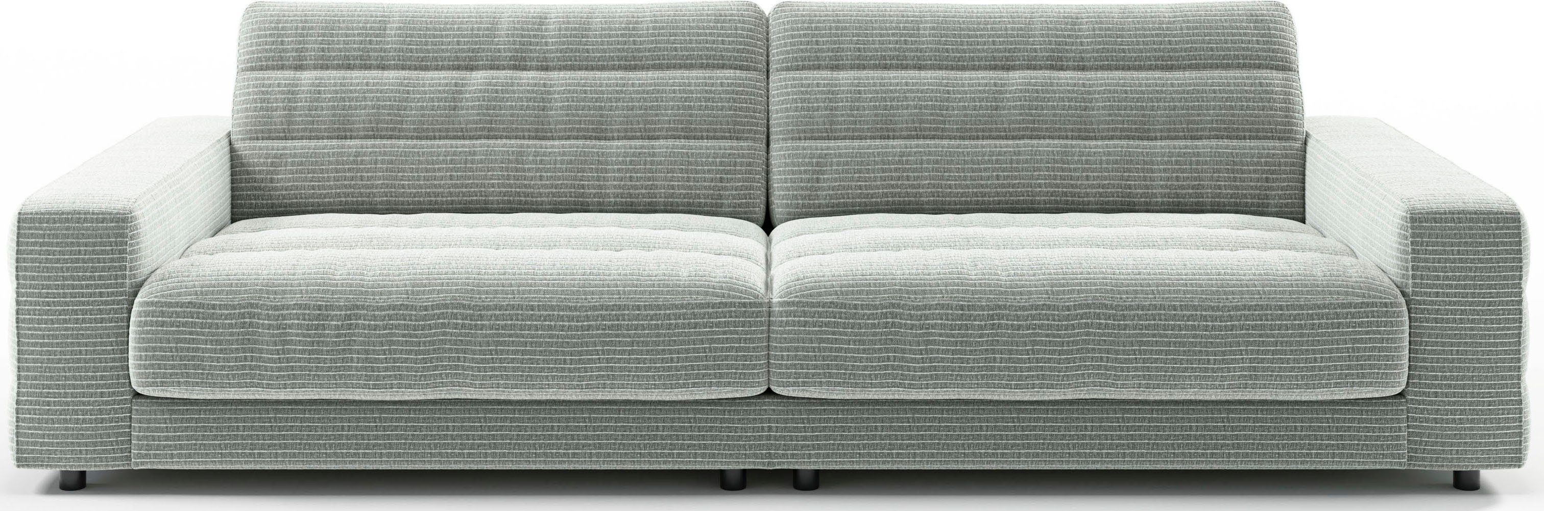 3C Candy Big-Sofa mit Quersteppung Stripes, grau feiner Lose Rückenkissen